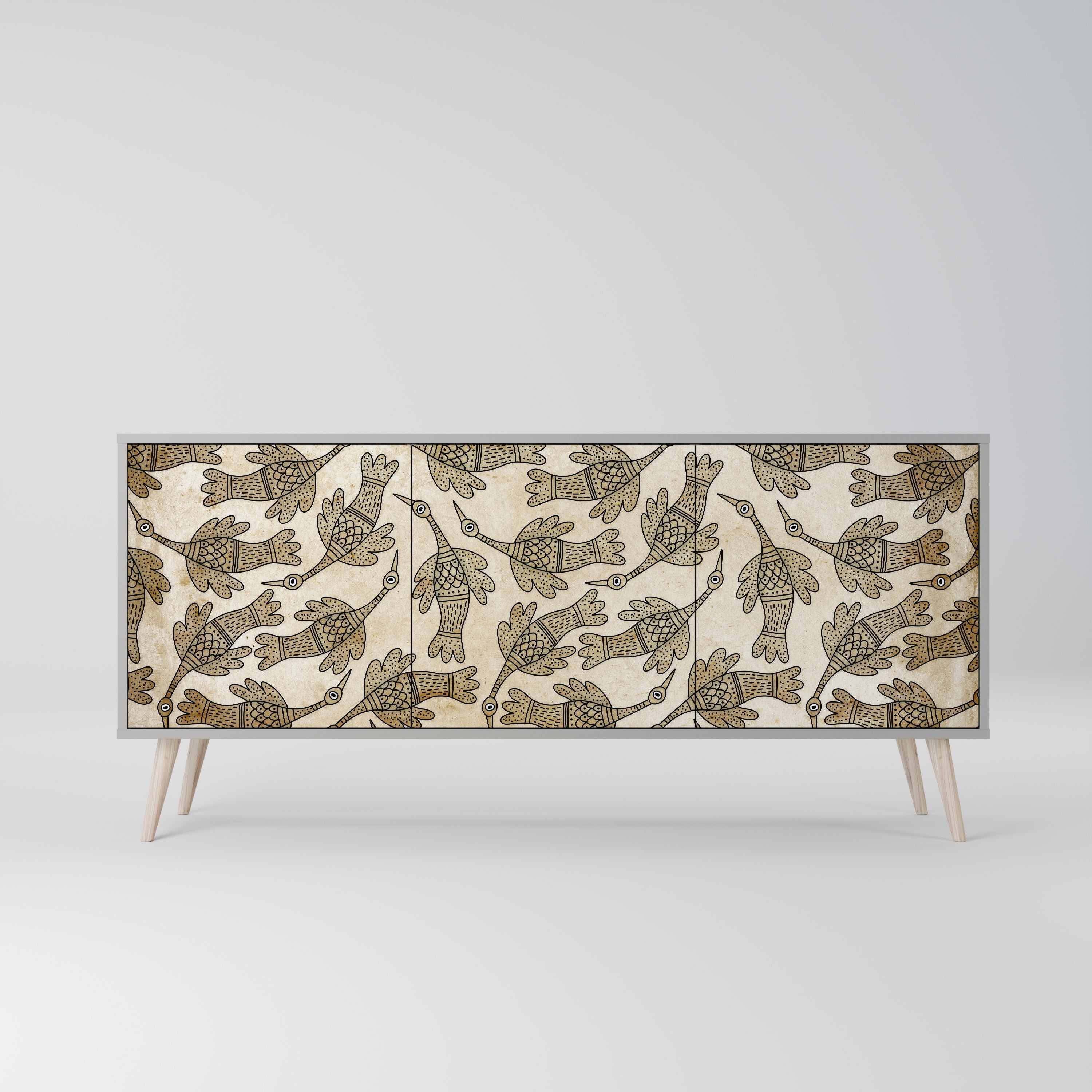 ALMONDINE SONGBIRD Sideboard mit 3 Türen in grauem Finish