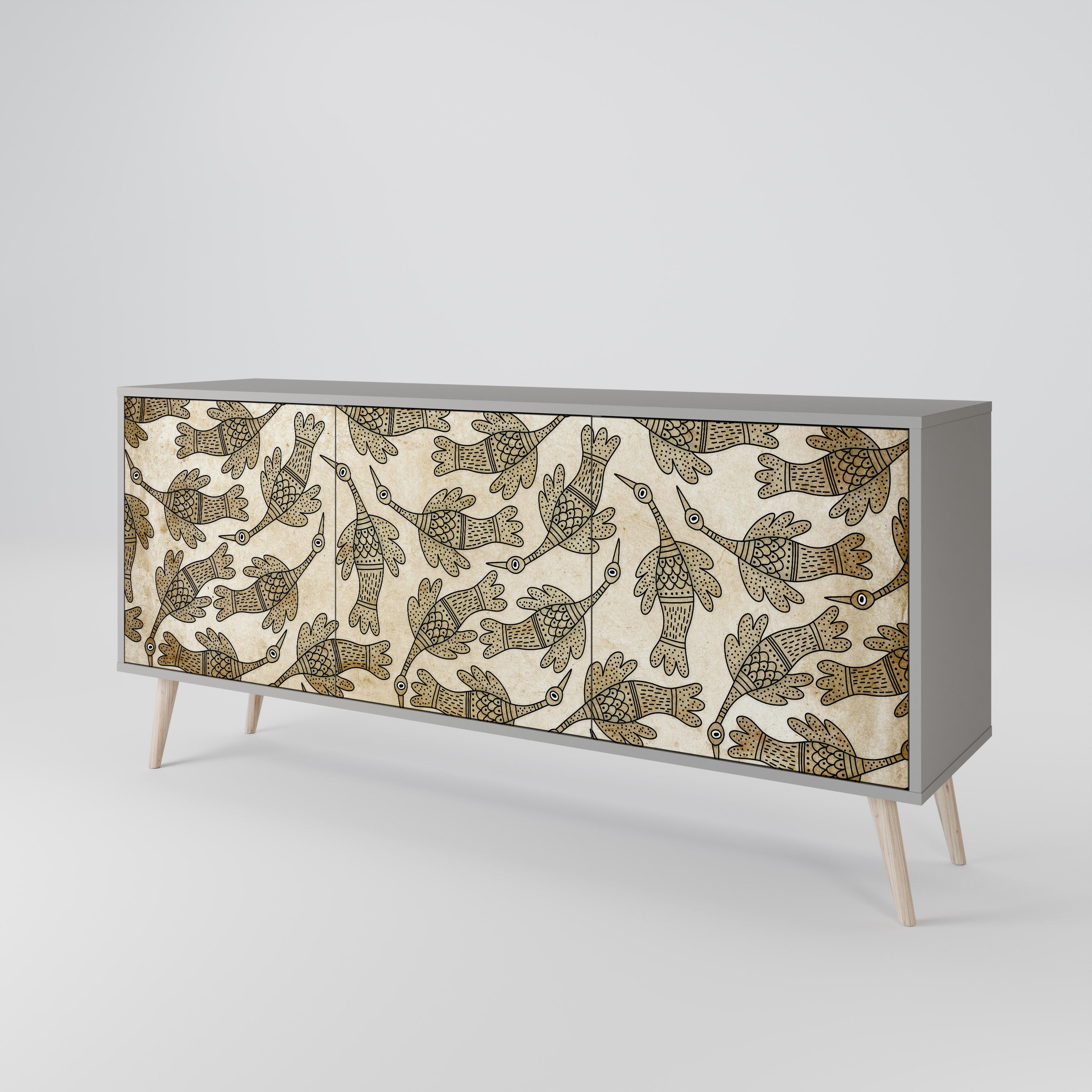 ALMONDINE SONGBIRD Sideboard mit 3 Türen in grauem Finish