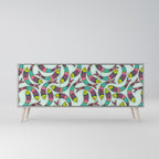 INDIAN FISH 3-Door Sideboard in Grey Finish