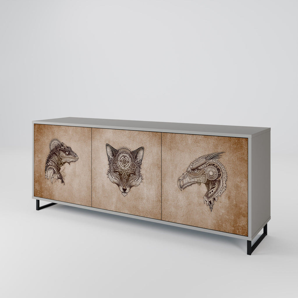 STEAMPUNK CLAN 3-türiges Sideboard in grauem Finish