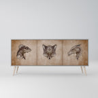 STEAMPUNK CLAN Sideboard mit 3 Türen in Grau
