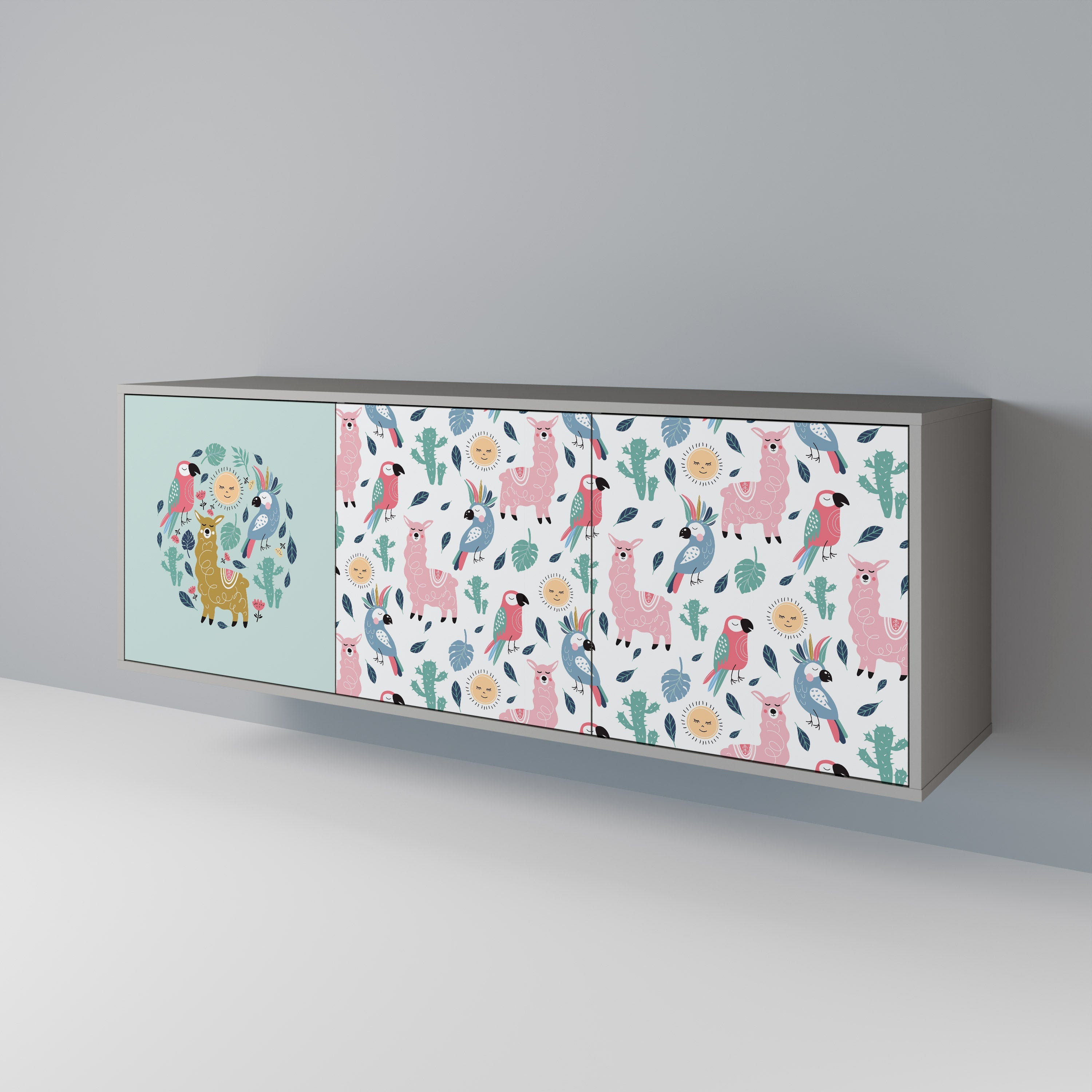 COLORFUL ALPACAS 3-türiges Sideboard in grauem Finish