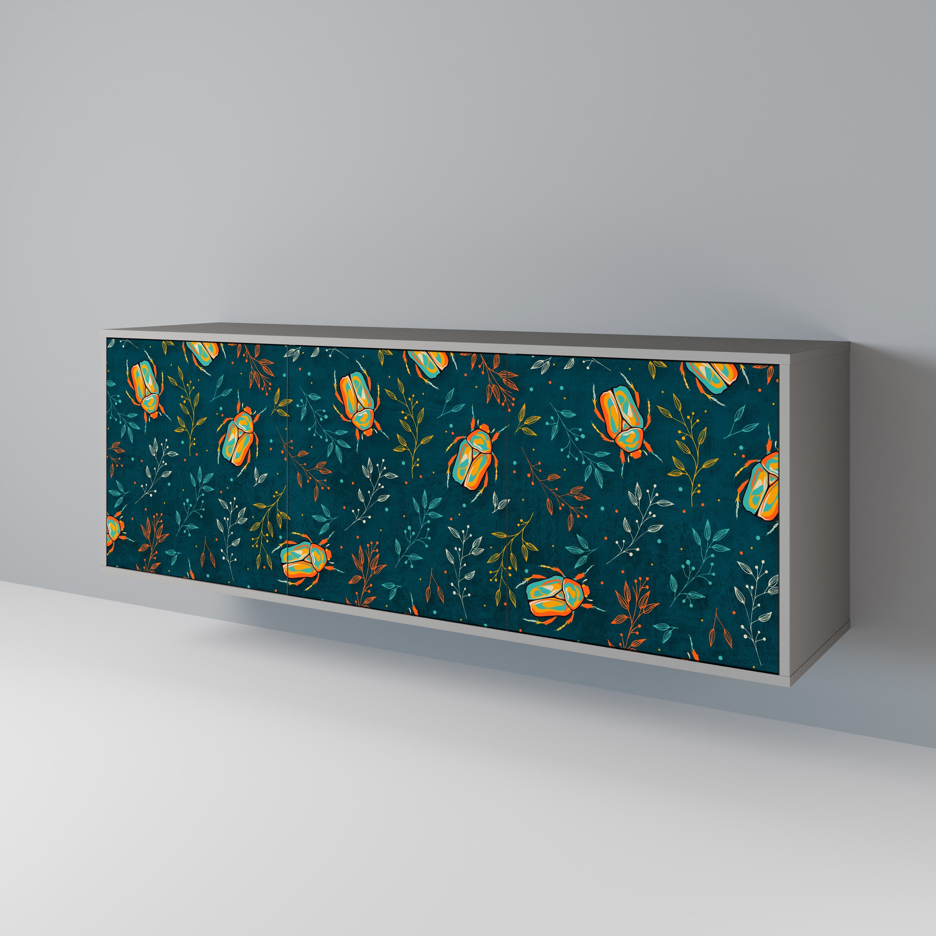 AUTUMN INSECTS Sideboard mit 3 Türen in grauer Ausführung