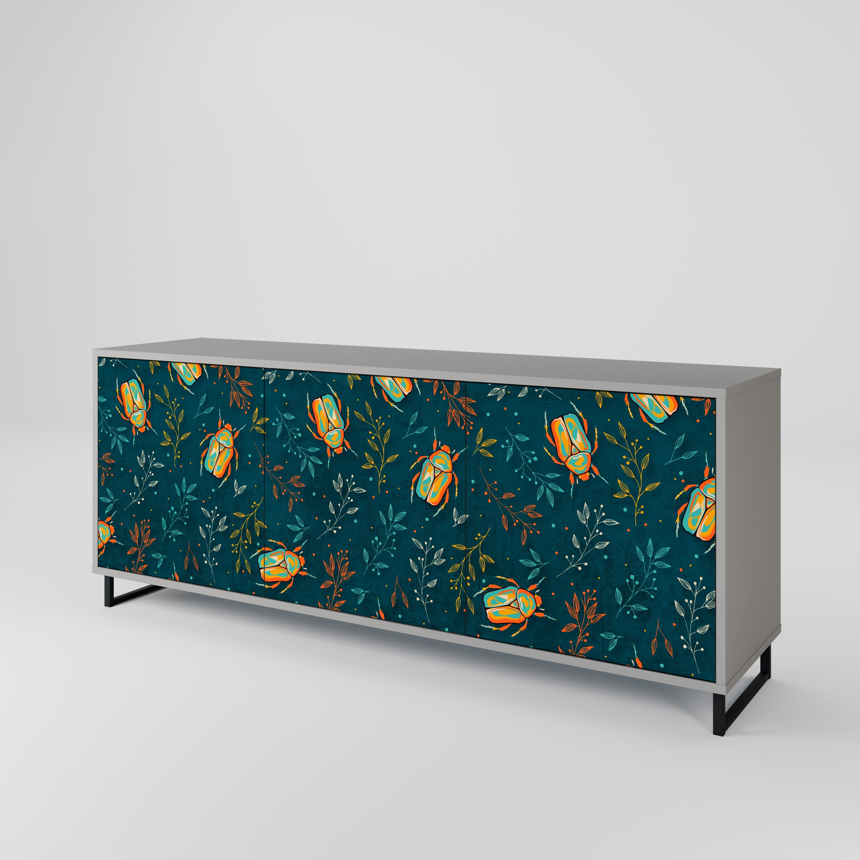 AUTUMN INSECTS Sideboard mit 3 Türen in grauer Ausführung