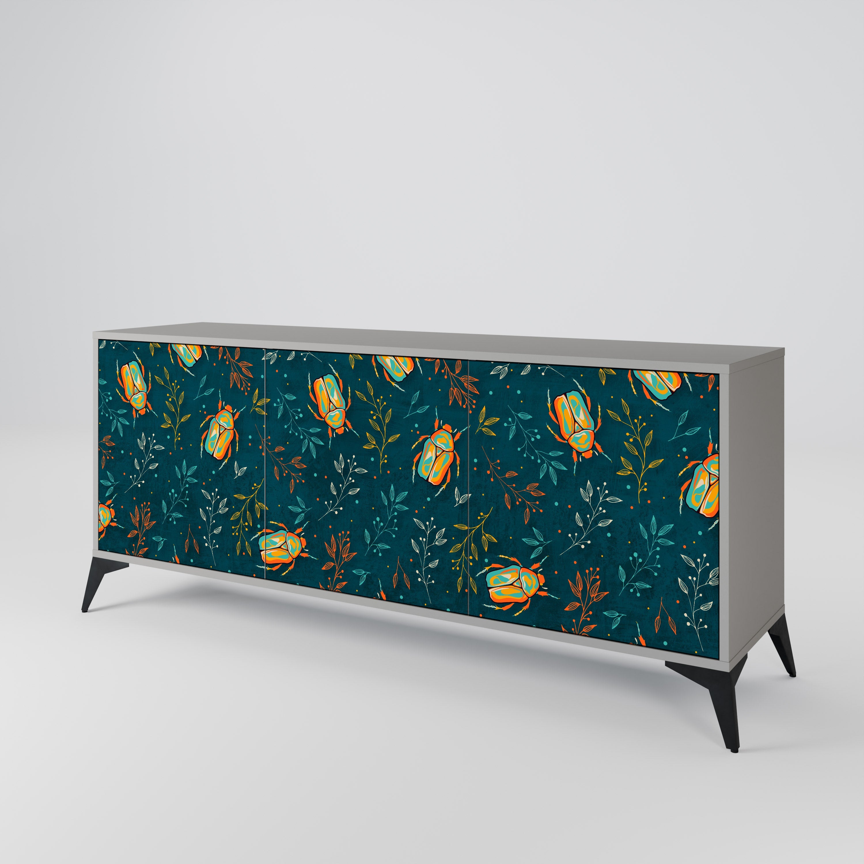 AUTUMN INSECTS Sideboard mit 3 Türen in grauer Ausführung