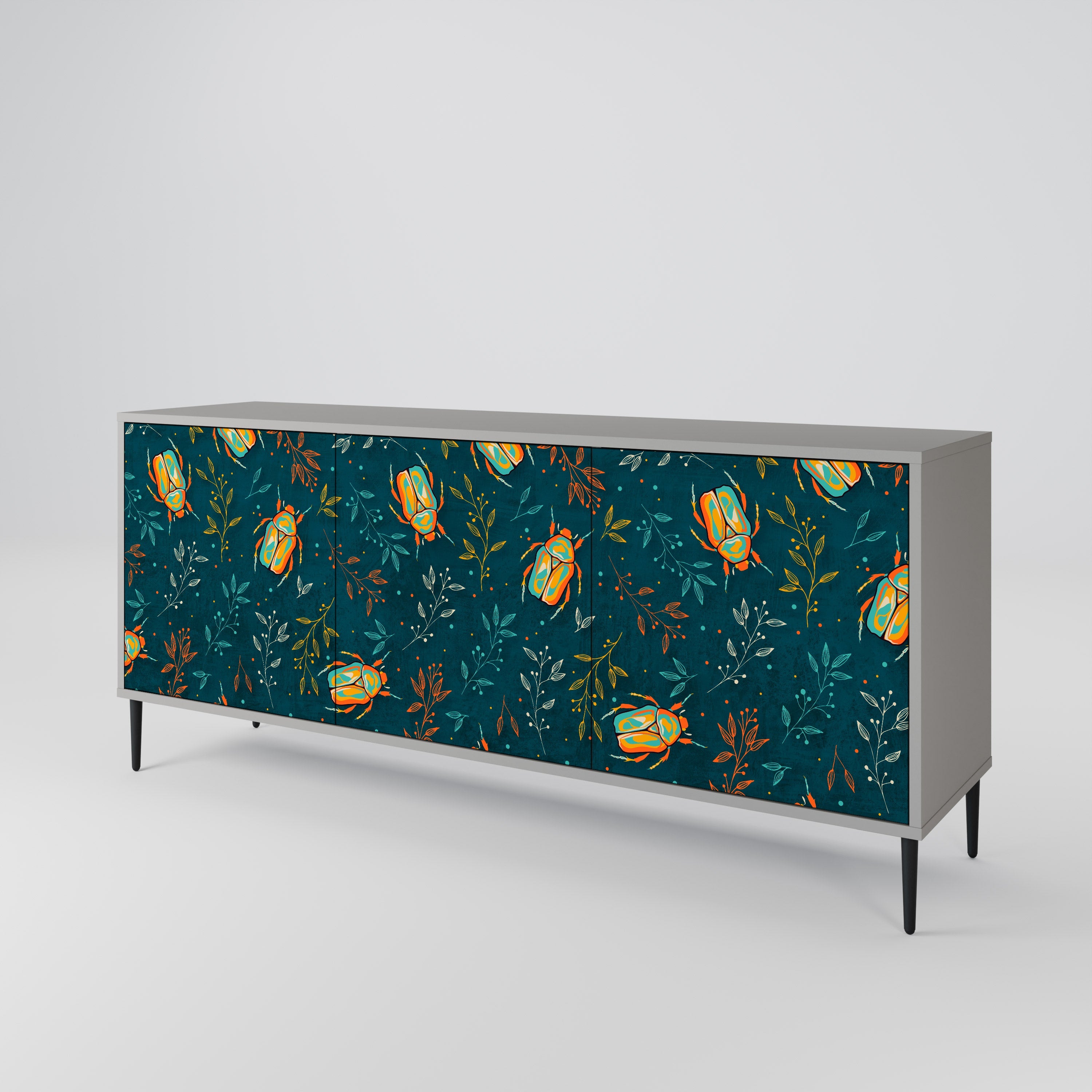 AUTUMN INSECTS Sideboard mit 3 Türen in grauer Ausführung