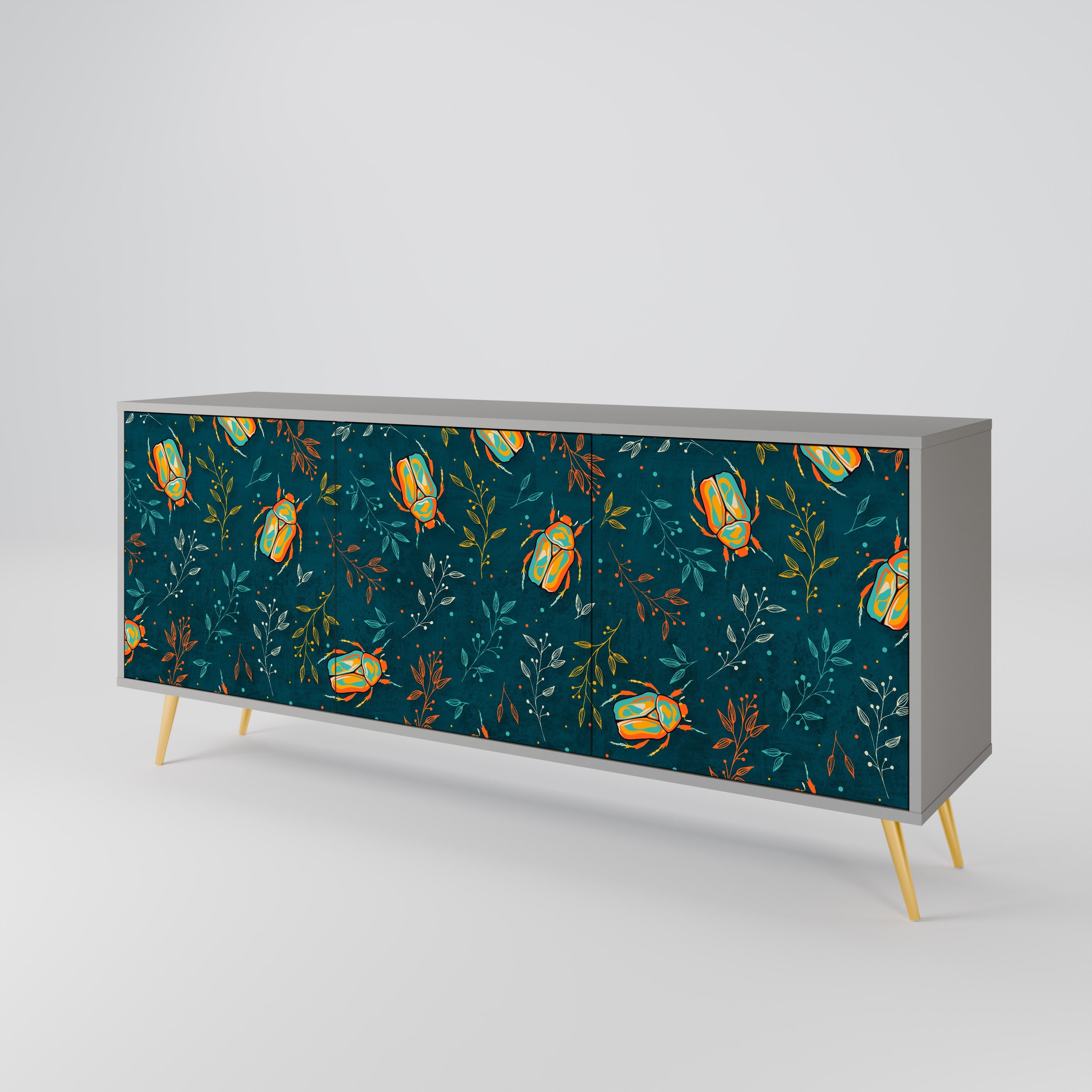 AUTUMN INSECTS Sideboard mit 3 Türen in grauer Ausführung