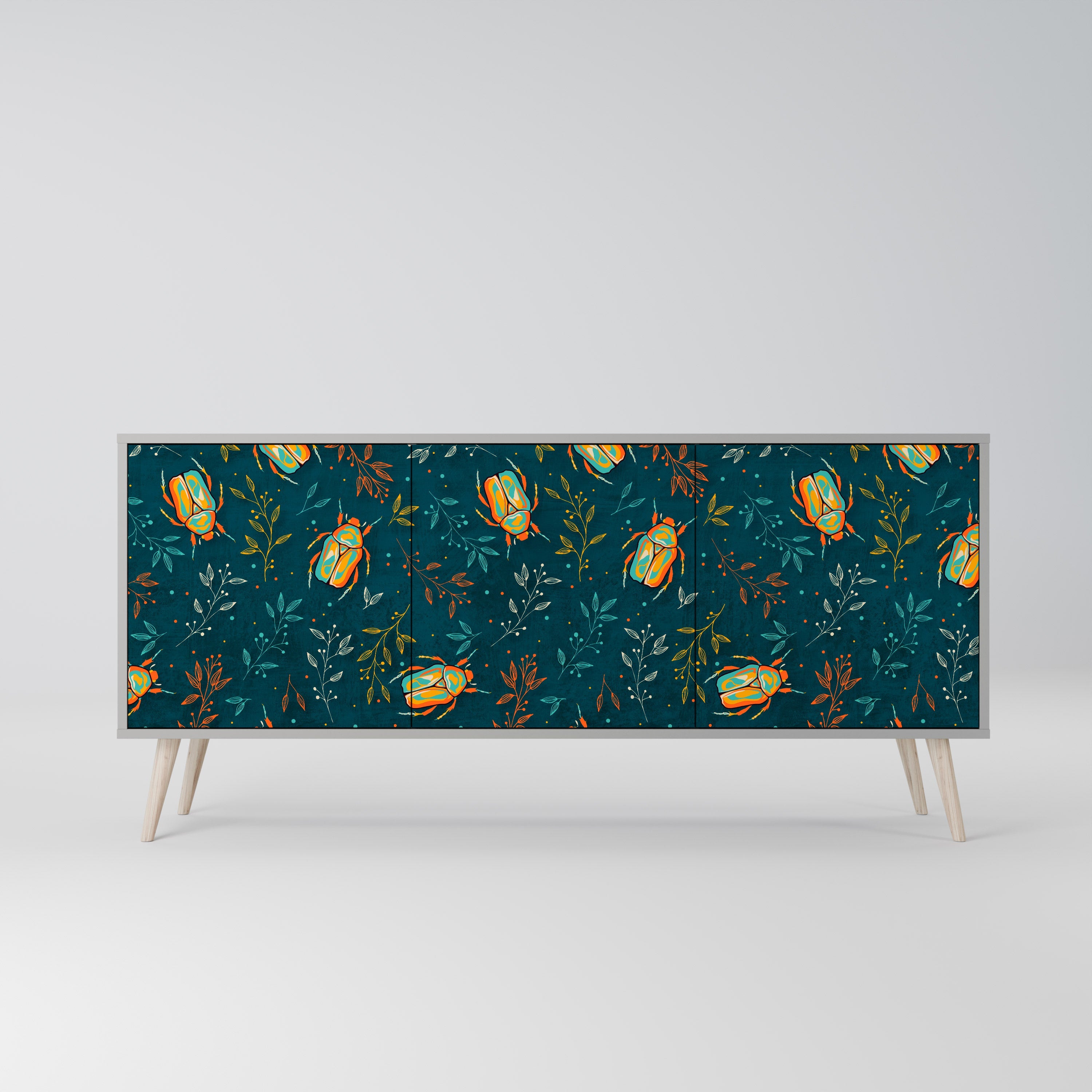 AUTUMN INSECTS Sideboard mit 3 Türen in grauer Ausführung
