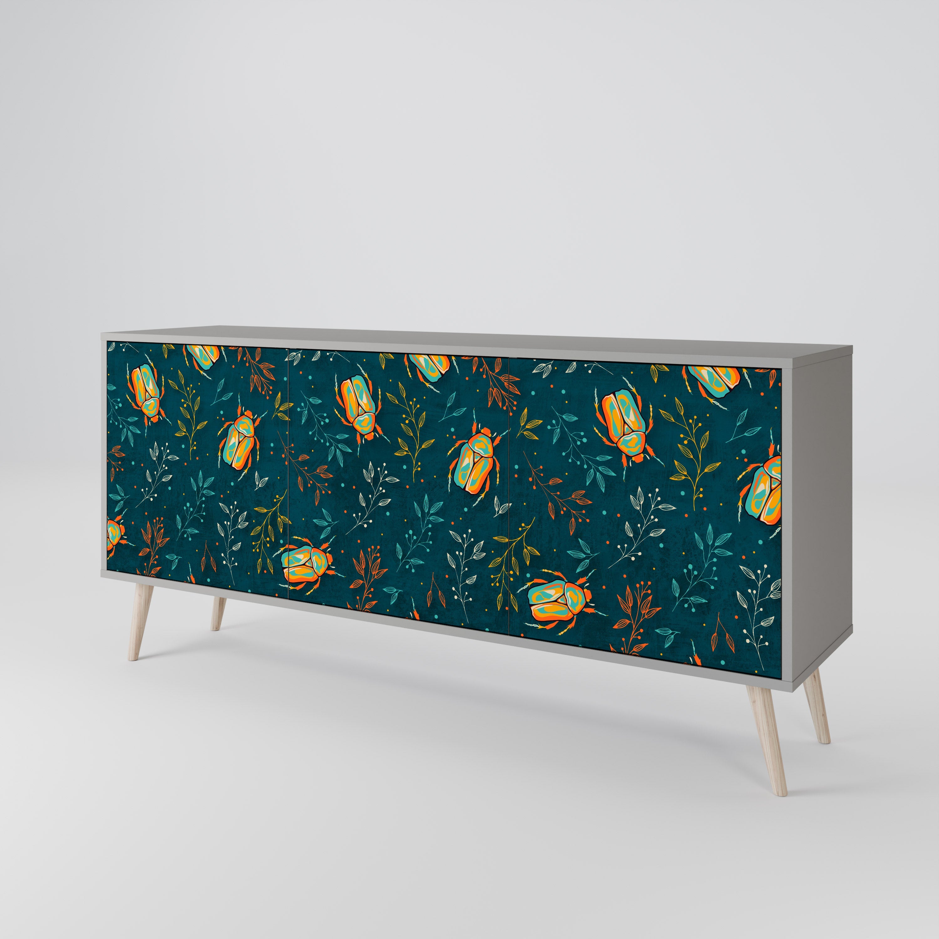 AUTUMN INSECTS Sideboard mit 3 Türen in grauer Ausführung