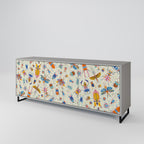 COLORFUL INSECTS Sideboard mit 3 Türen in Grau