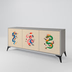 MYTHOLOGICAL CREATURES Sideboard mit 3 Türen in Grau