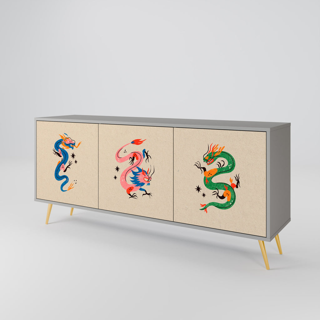 MYTHOLOGICAL CREATURES 3-türiges Sideboard in grauer Ausführung
