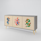 MYTHOLOGICAL CREATURES Sideboard mit 3 Türen in Grau