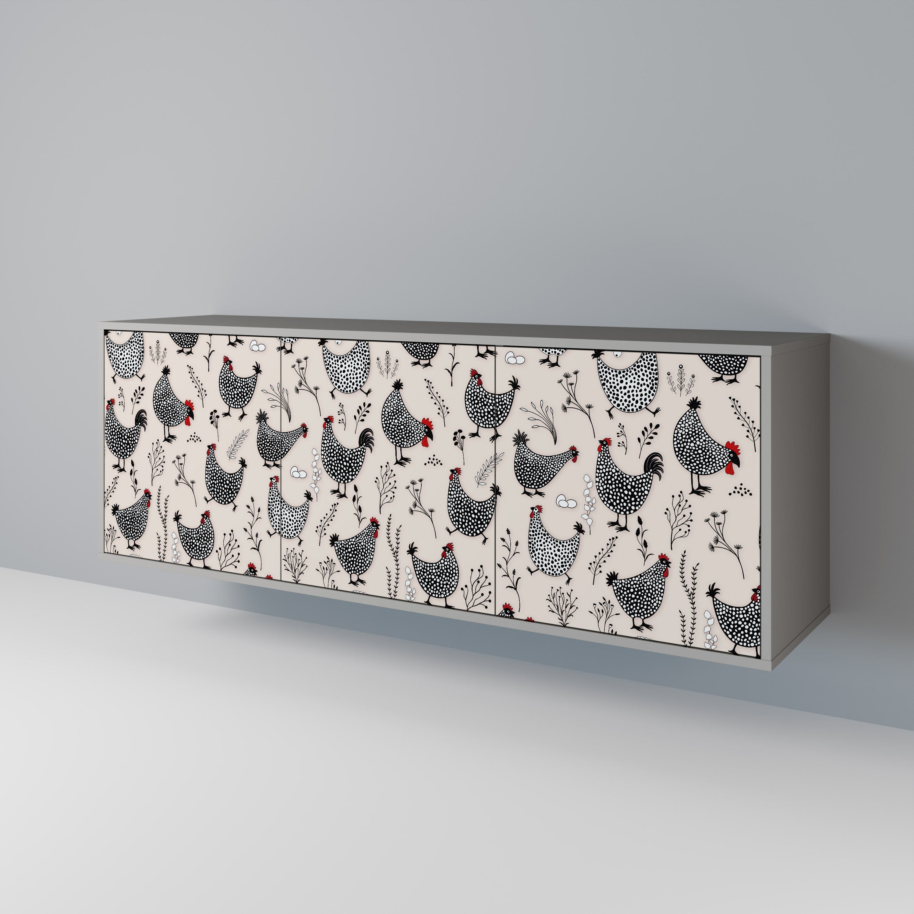 HAPPY HENS 3-türiges Sideboard in grauer Ausführung