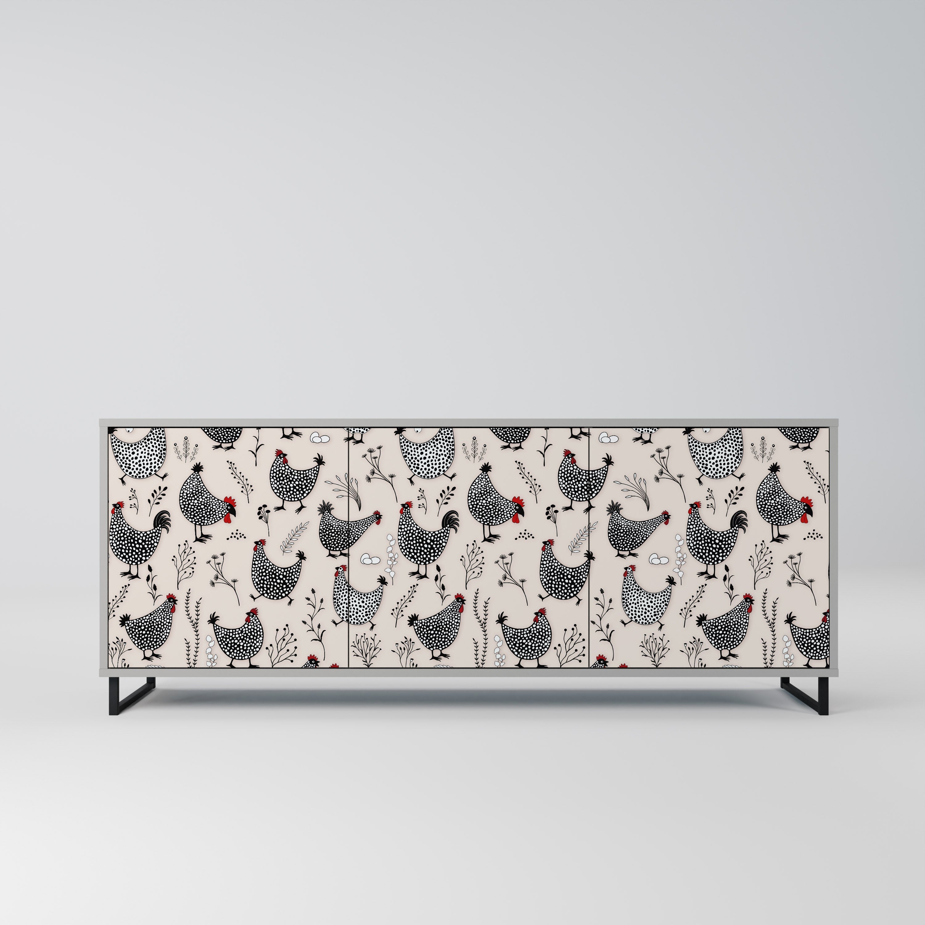 HAPPY HENS 3-türiges Sideboard in grauer Ausführung