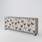 HAPPY HENS 3-Door Sideboard in Grey Finish