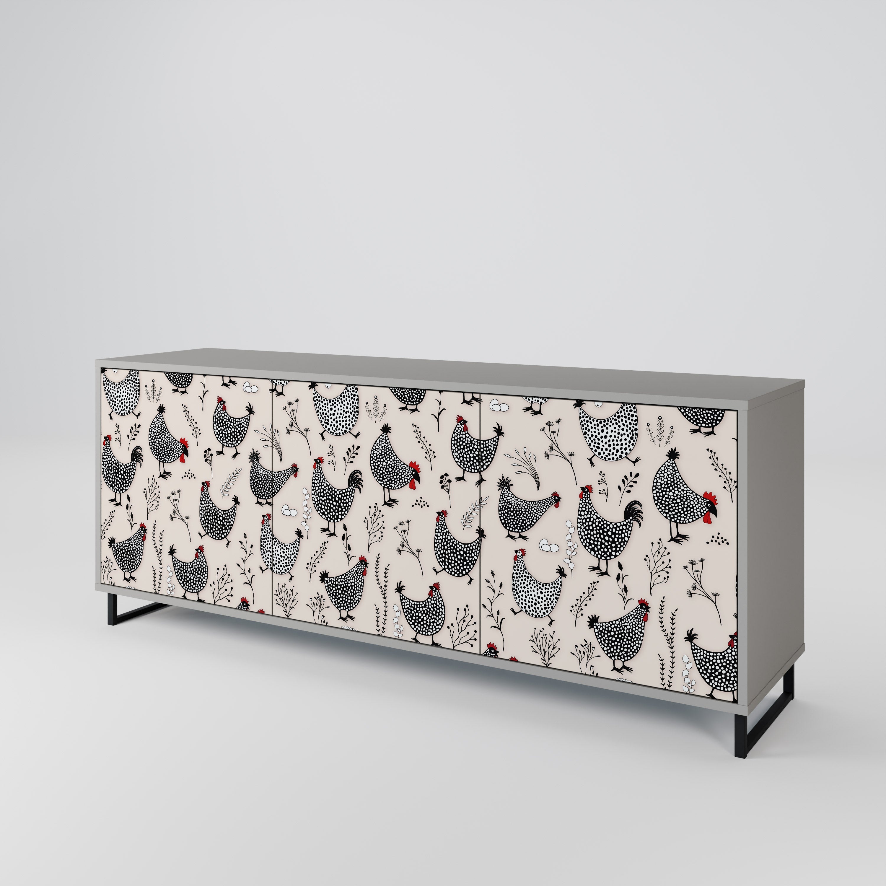 HAPPY HENS 3-türiges Sideboard in grauer Ausführung