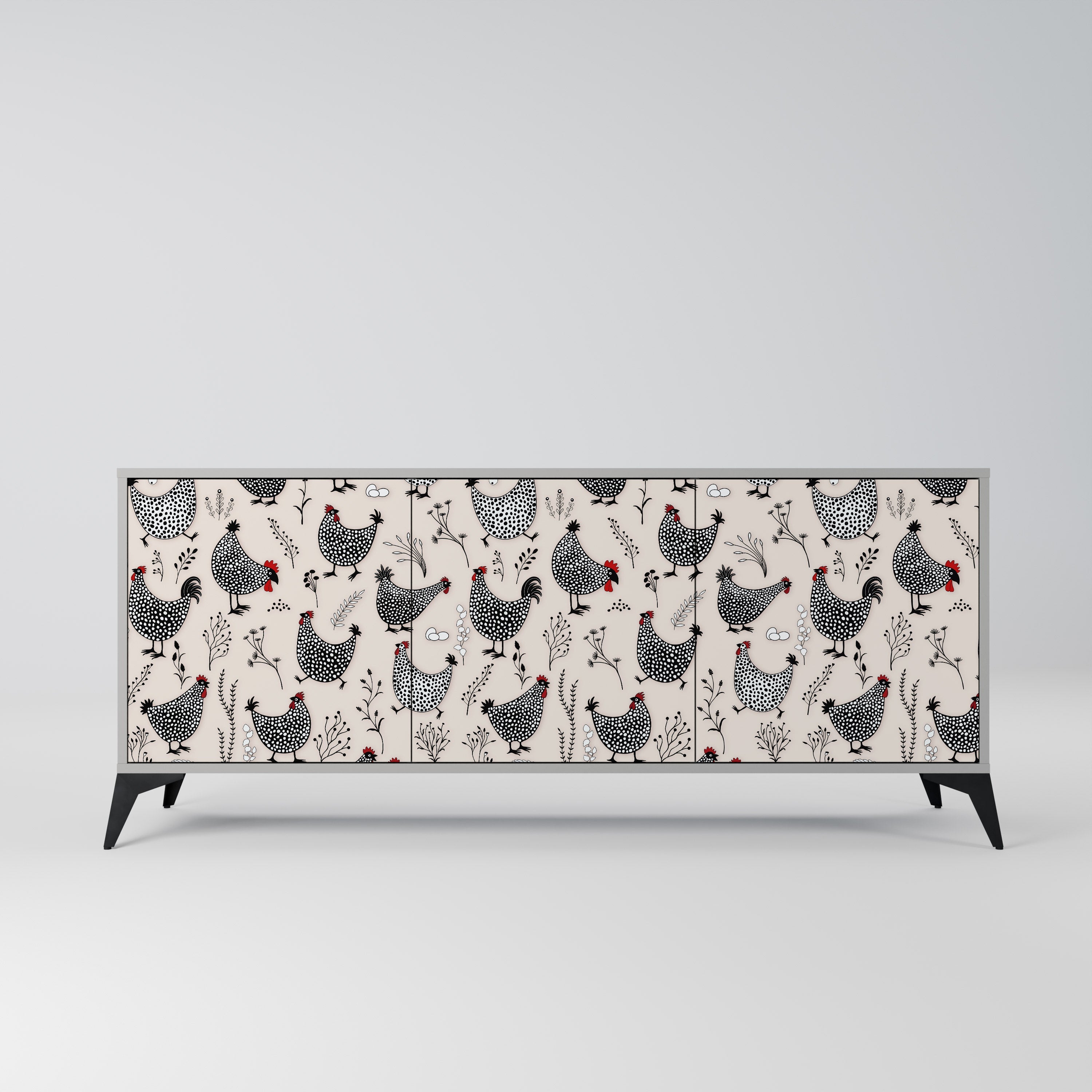 HAPPY HENS 3-türiges Sideboard in grauer Ausführung