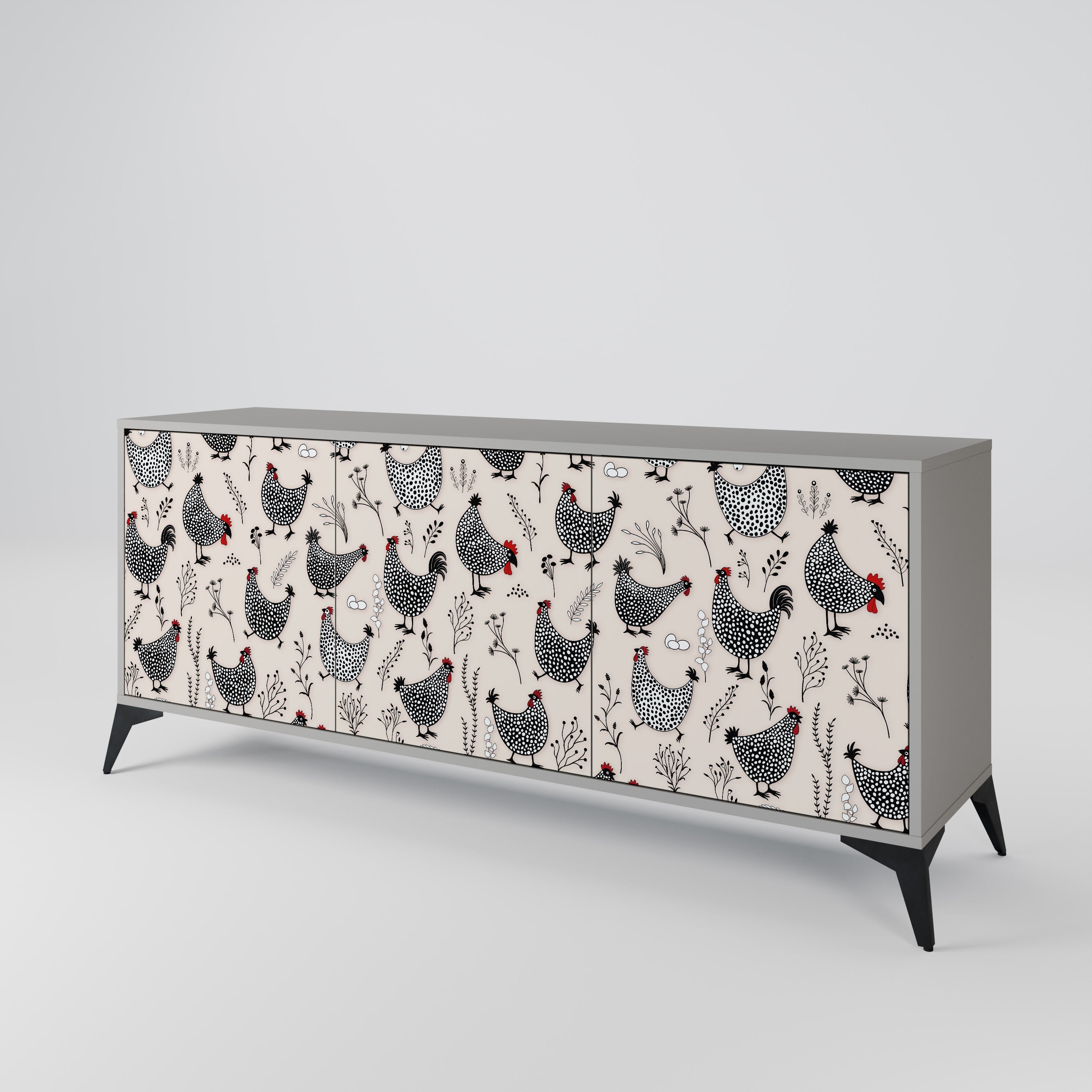 HAPPY HENS 3-türiges Sideboard in grauer Ausführung