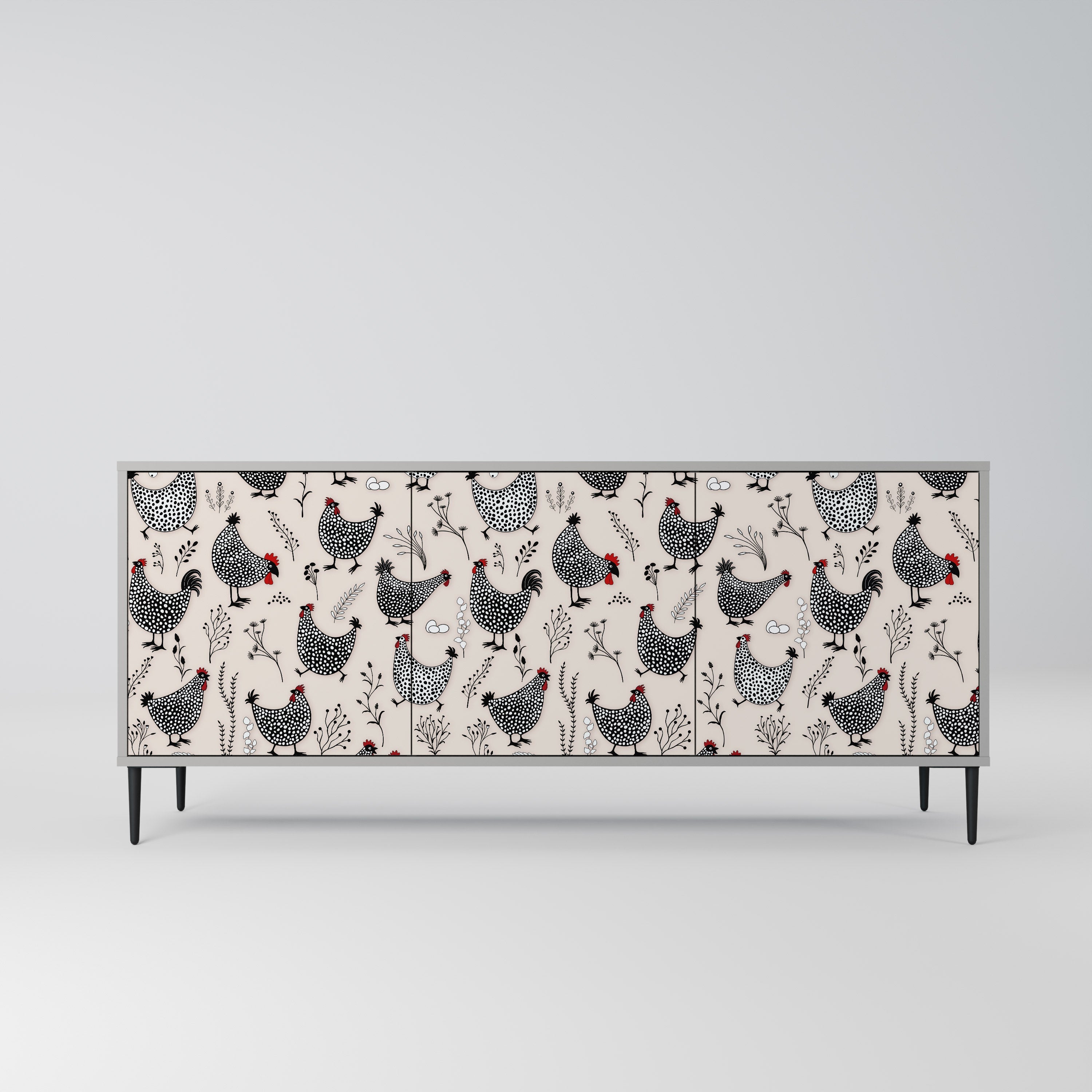 HAPPY HENS 3-türiges Sideboard in grauer Ausführung