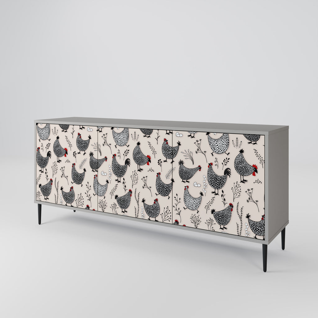 HAPPY HENS 3-türiges Sideboard in grauer Ausführung