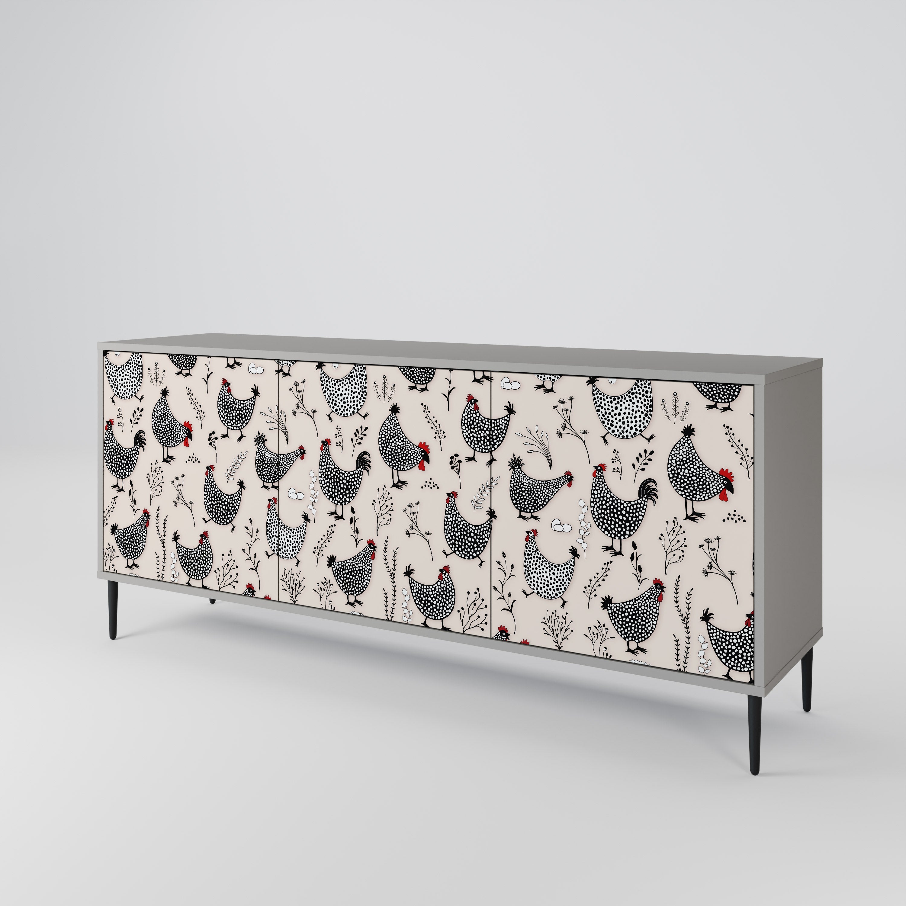 HAPPY HENS 3-türiges Sideboard in grauer Ausführung