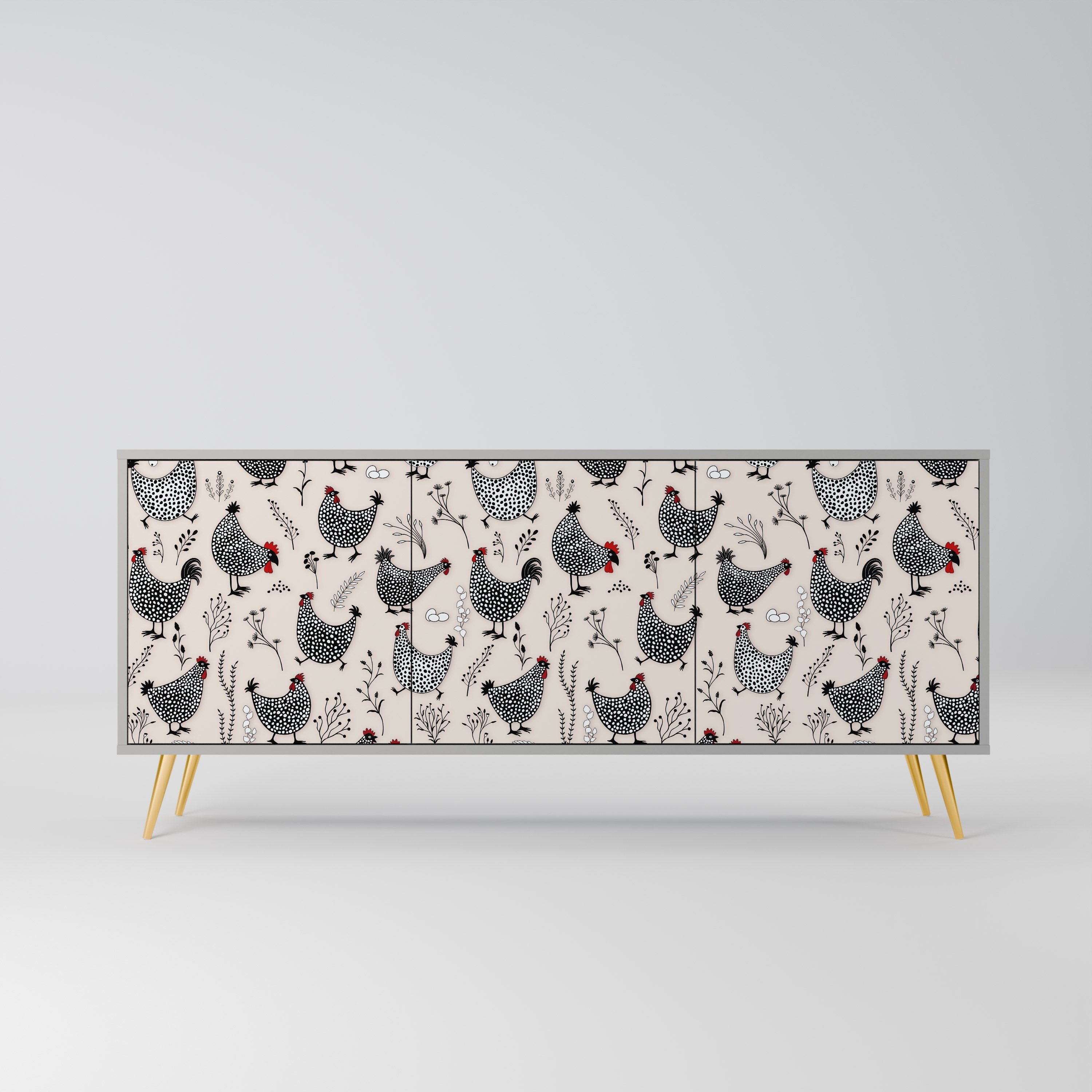 HAPPY HENS 3-türiges Sideboard in grauer Ausführung