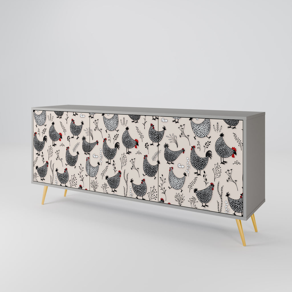 HAPPY HENS 3-türiges Sideboard in grauer Ausführung