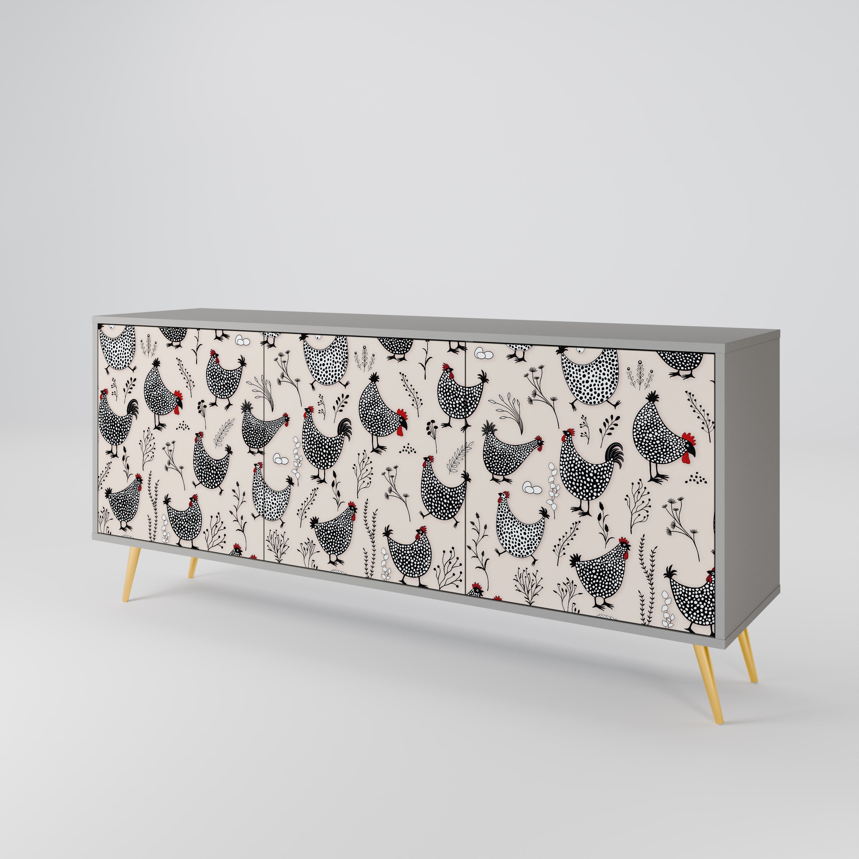 HAPPY HENS 3-türiges Sideboard in grauer Ausführung