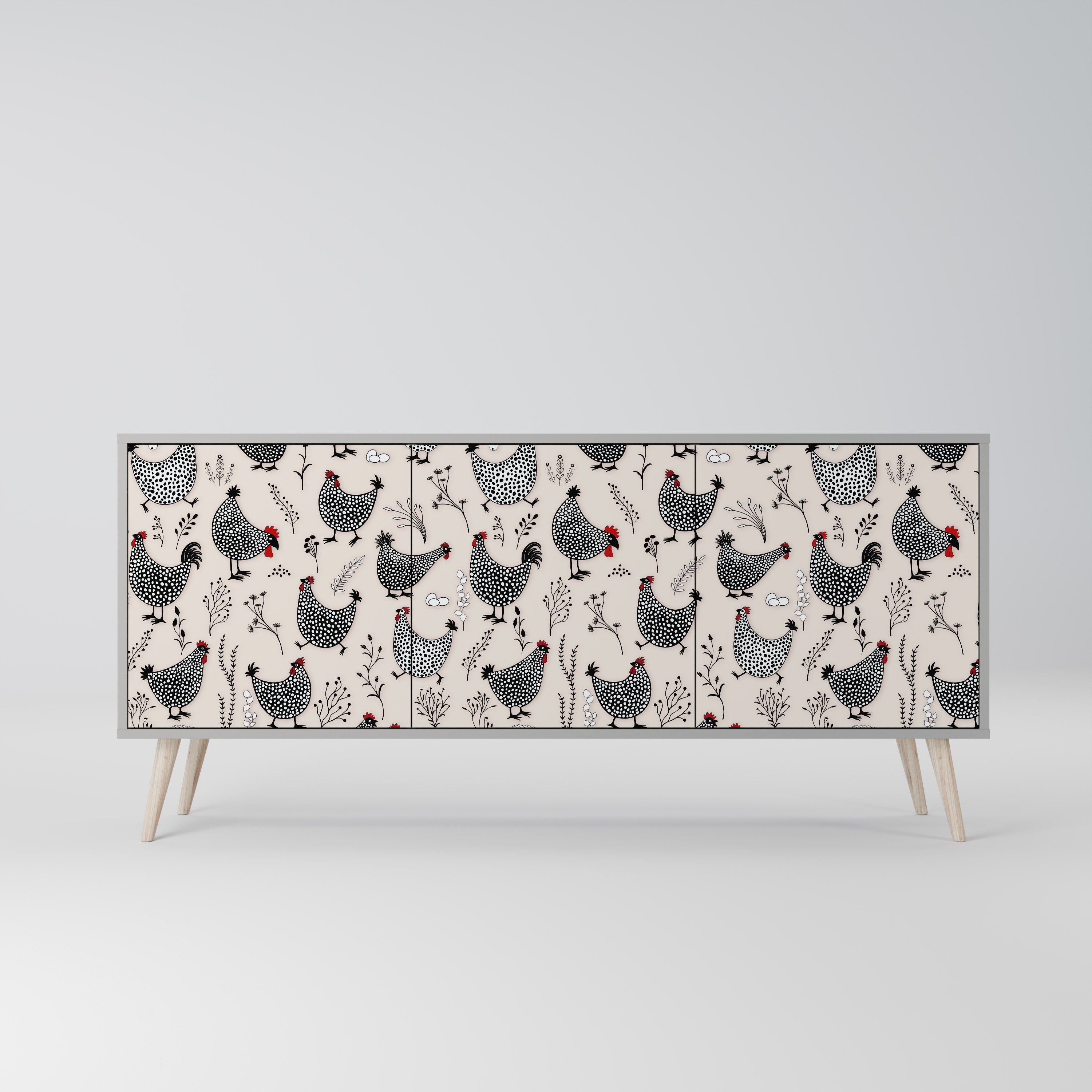 HAPPY HENS 3-türiges Sideboard in grauer Ausführung
