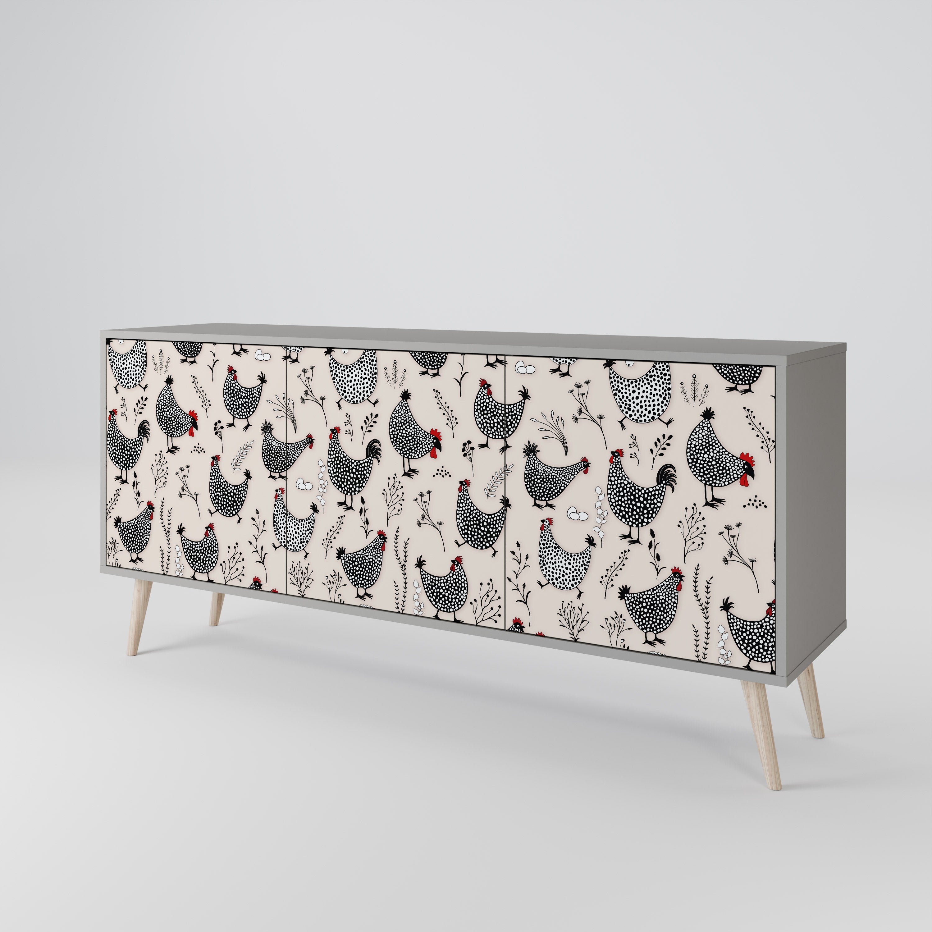 HAPPY HENS 3-türiges Sideboard in grauer Ausführung