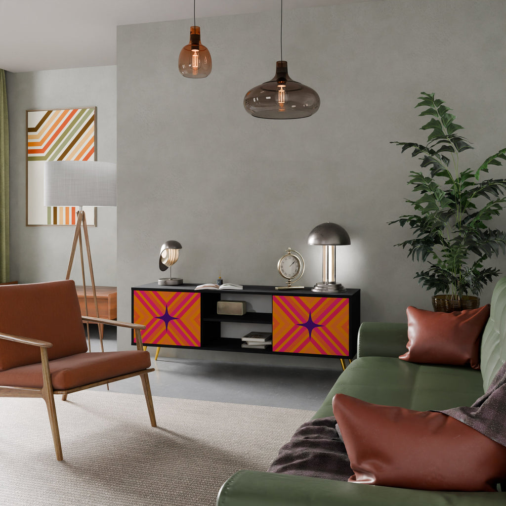 GEOMETRIC BRILLIANCE TV-Lowboard mit 2 Türen in Schwarz