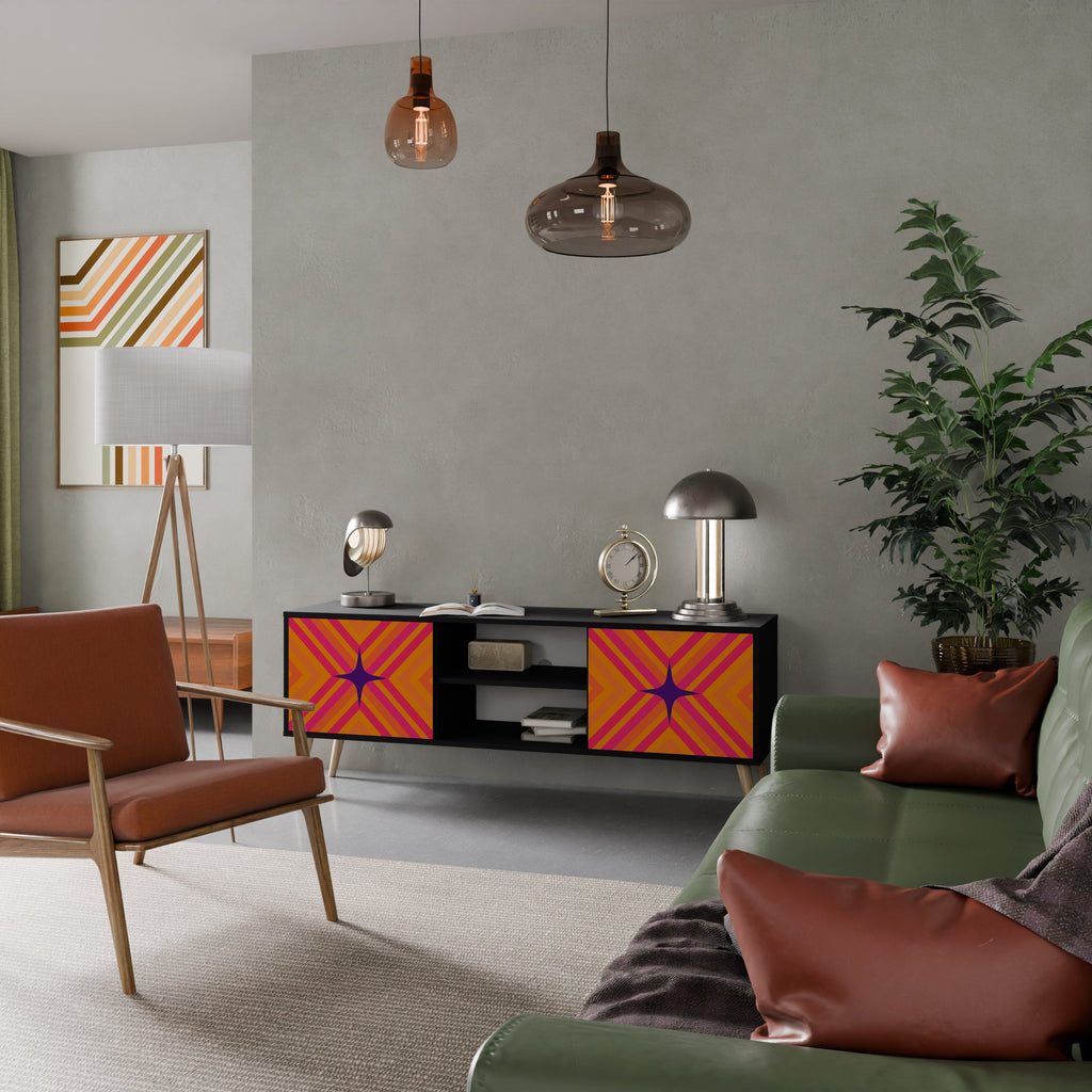 GEOMETRIC BRILLIANCE TV-Lowboard mit 2 Türen in Schwarz