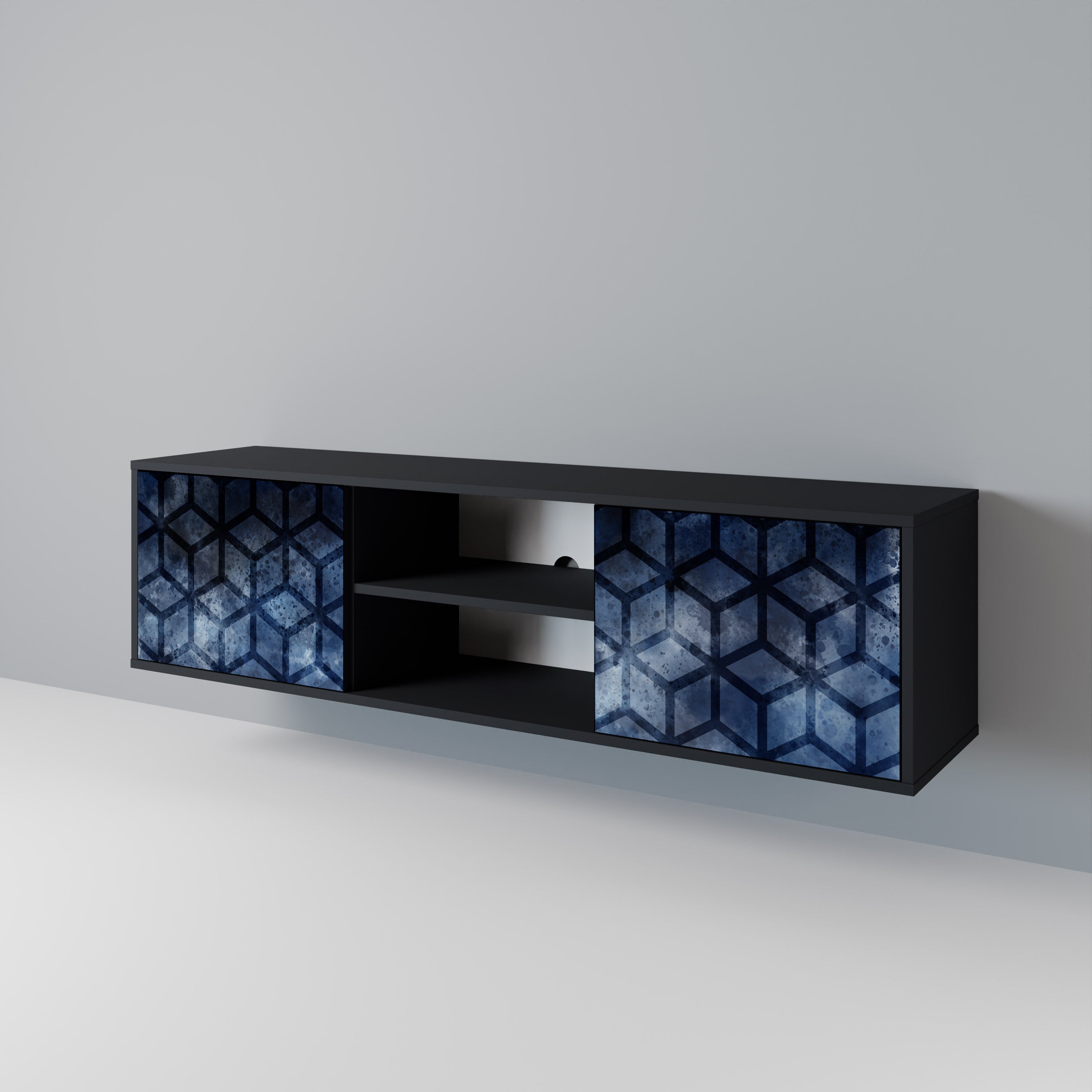 CUBIC MIST TV-Lowboard mit 2 Türen in Schwarz