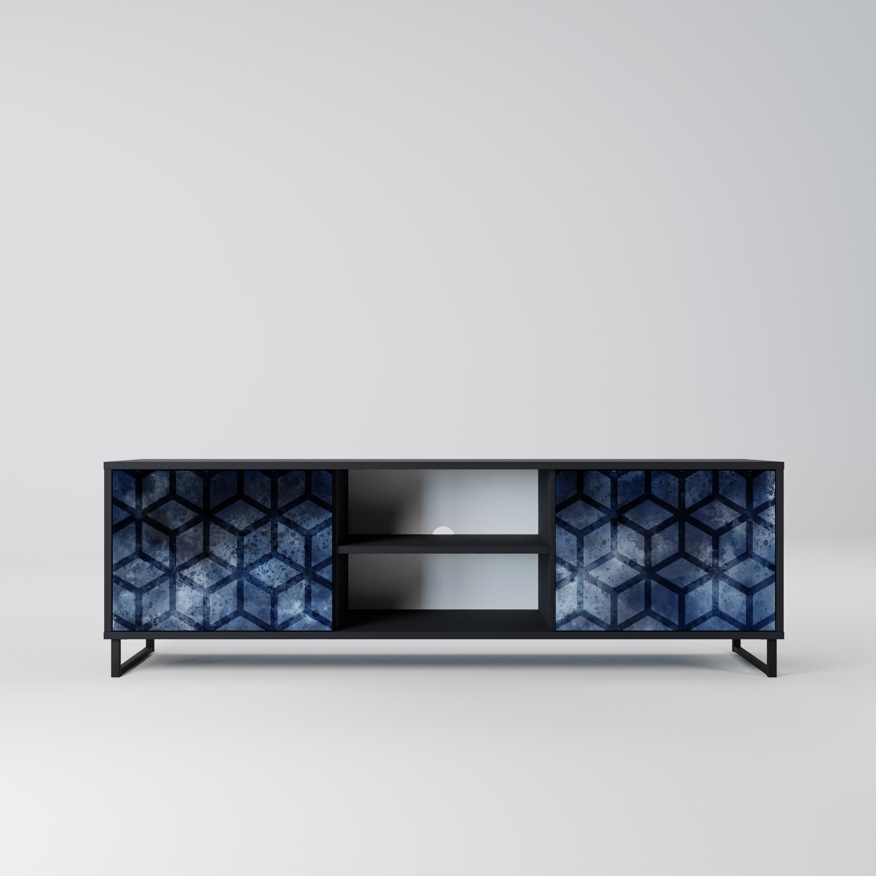CUBIC MIST TV-Lowboard mit 2 Türen in Schwarz