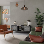 POLYGONAL ARTISTRY TV-Lowboard mit 2 Türen in Schwarz