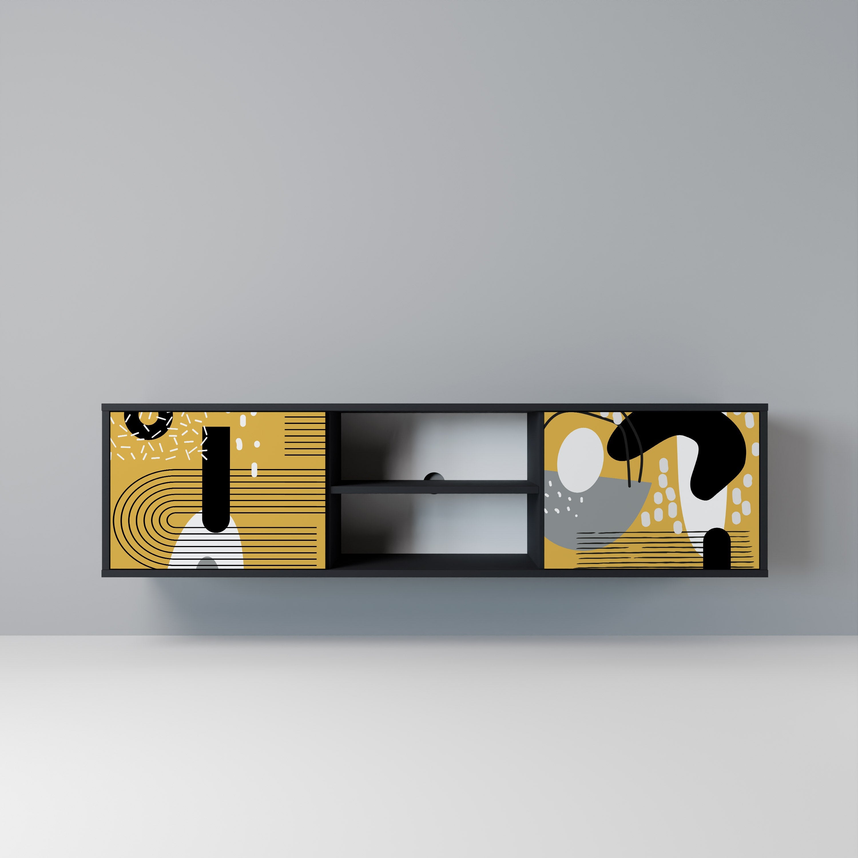 SHAPESHIFT SYMPHONY TV-Lowboard mit 2 Türen in Schwarz