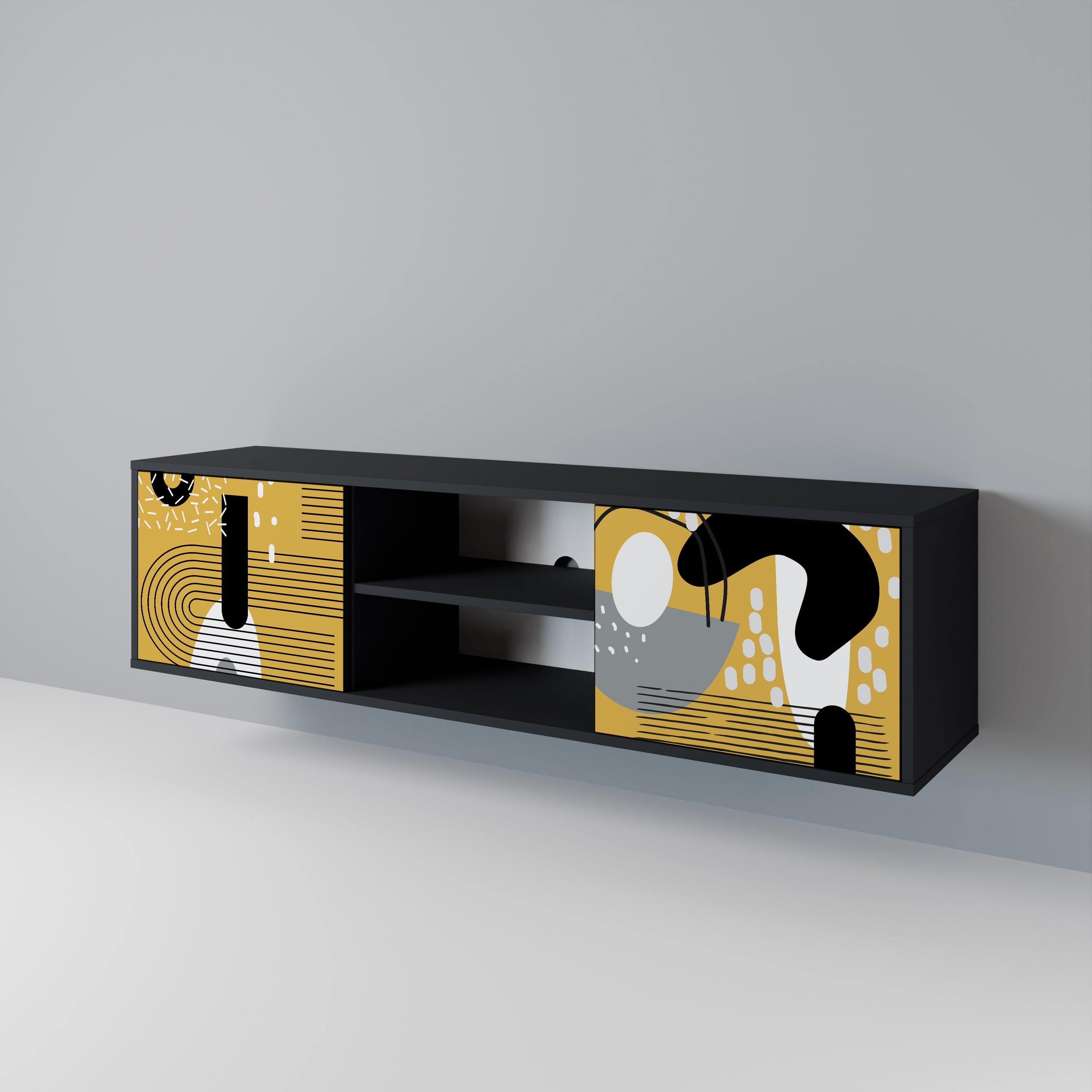 SHAPESHIFT SYMPHONY TV-Lowboard mit 2 Türen in Schwarz