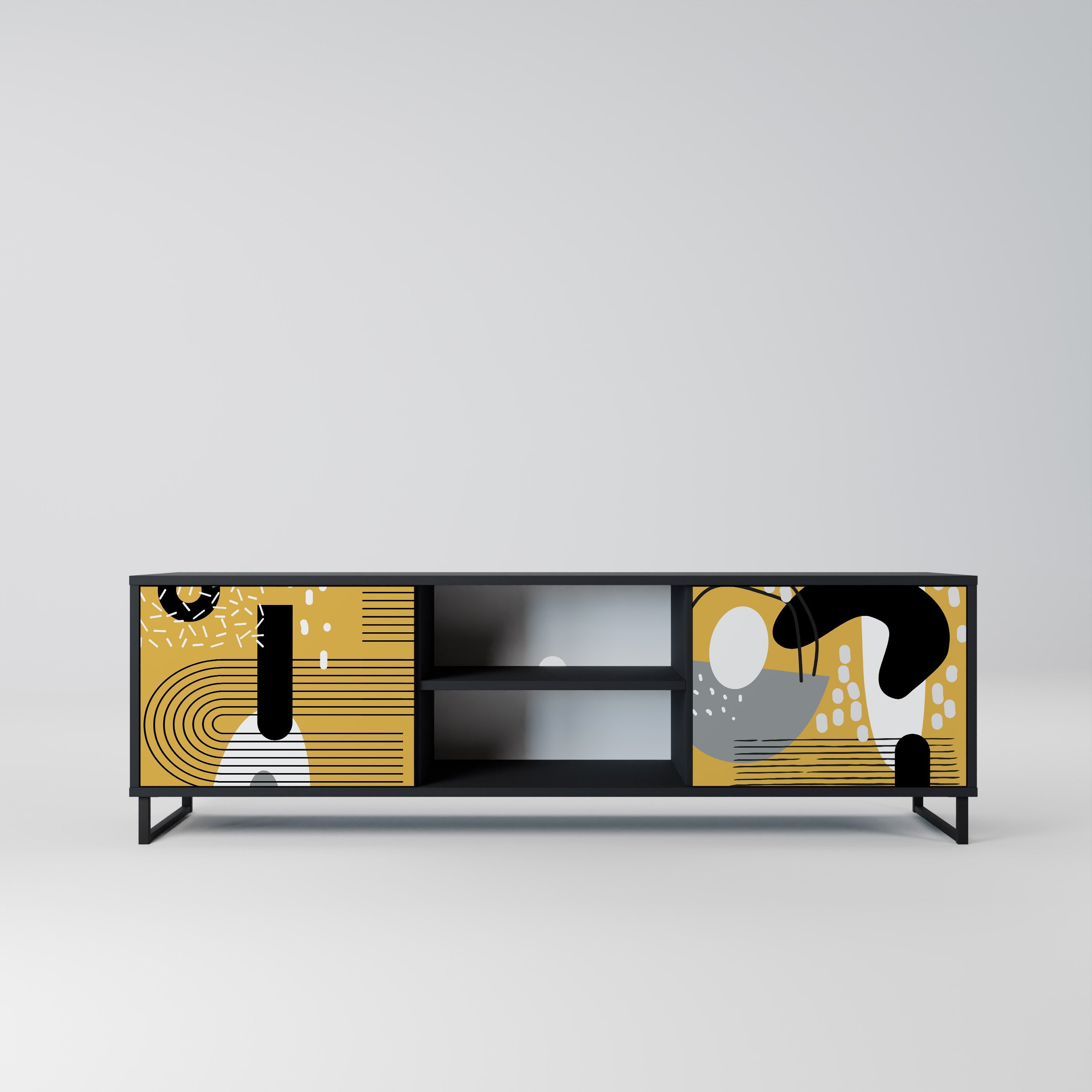 SHAPESHIFT SYMPHONY TV-Lowboard mit 2 Türen in Schwarz