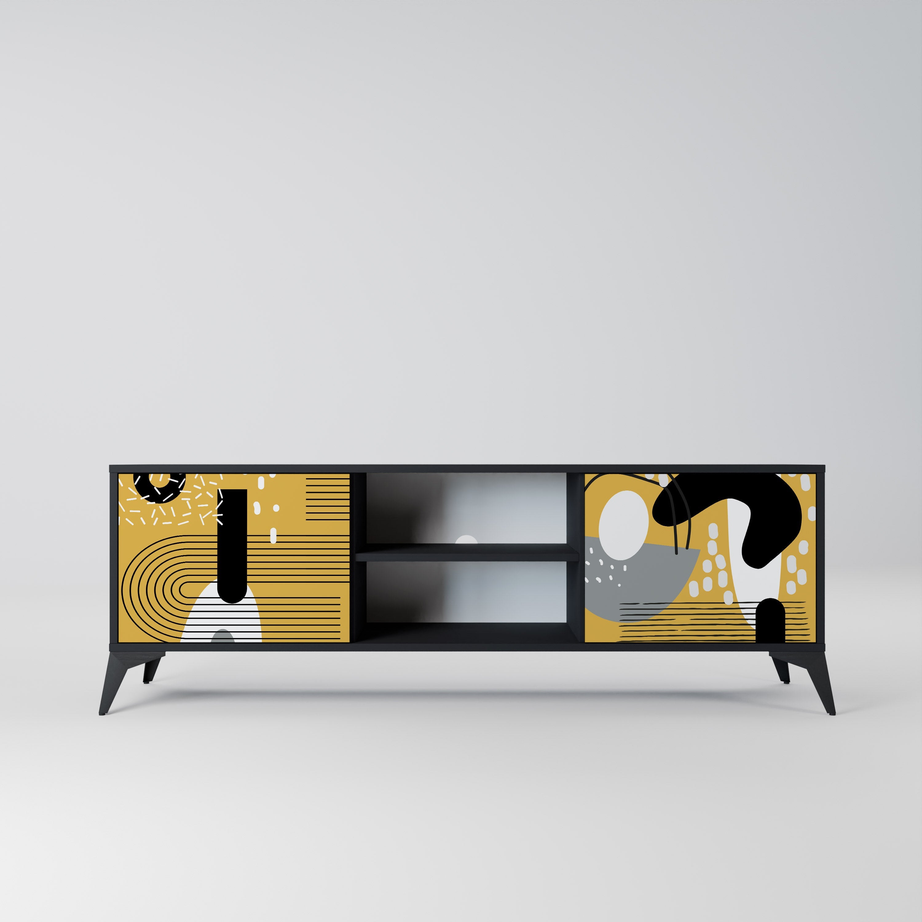 SHAPESHIFT SYMPHONY TV-Lowboard mit 2 Türen in Schwarz