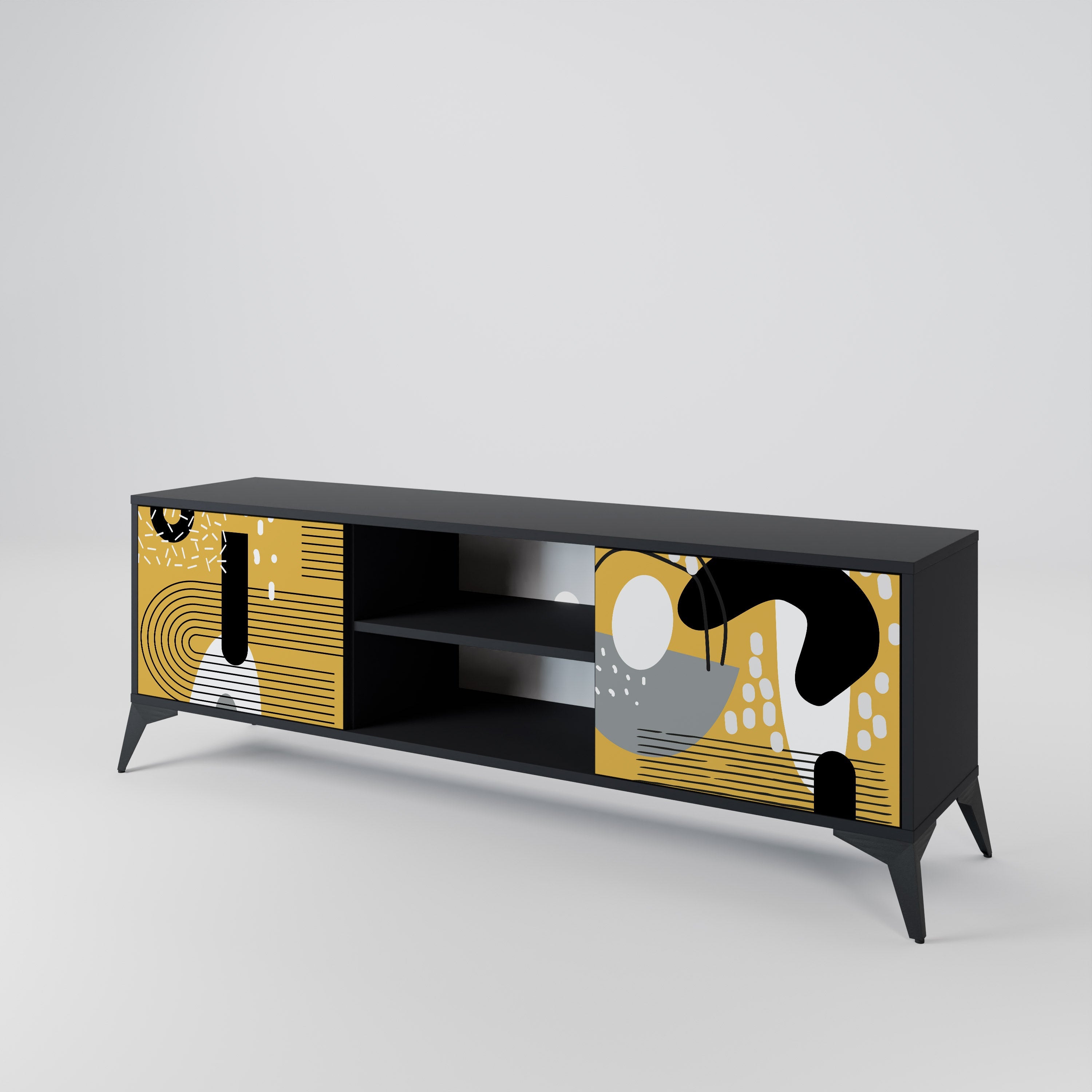 SHAPESHIFT SYMPHONY TV-Lowboard mit 2 Türen in Schwarz