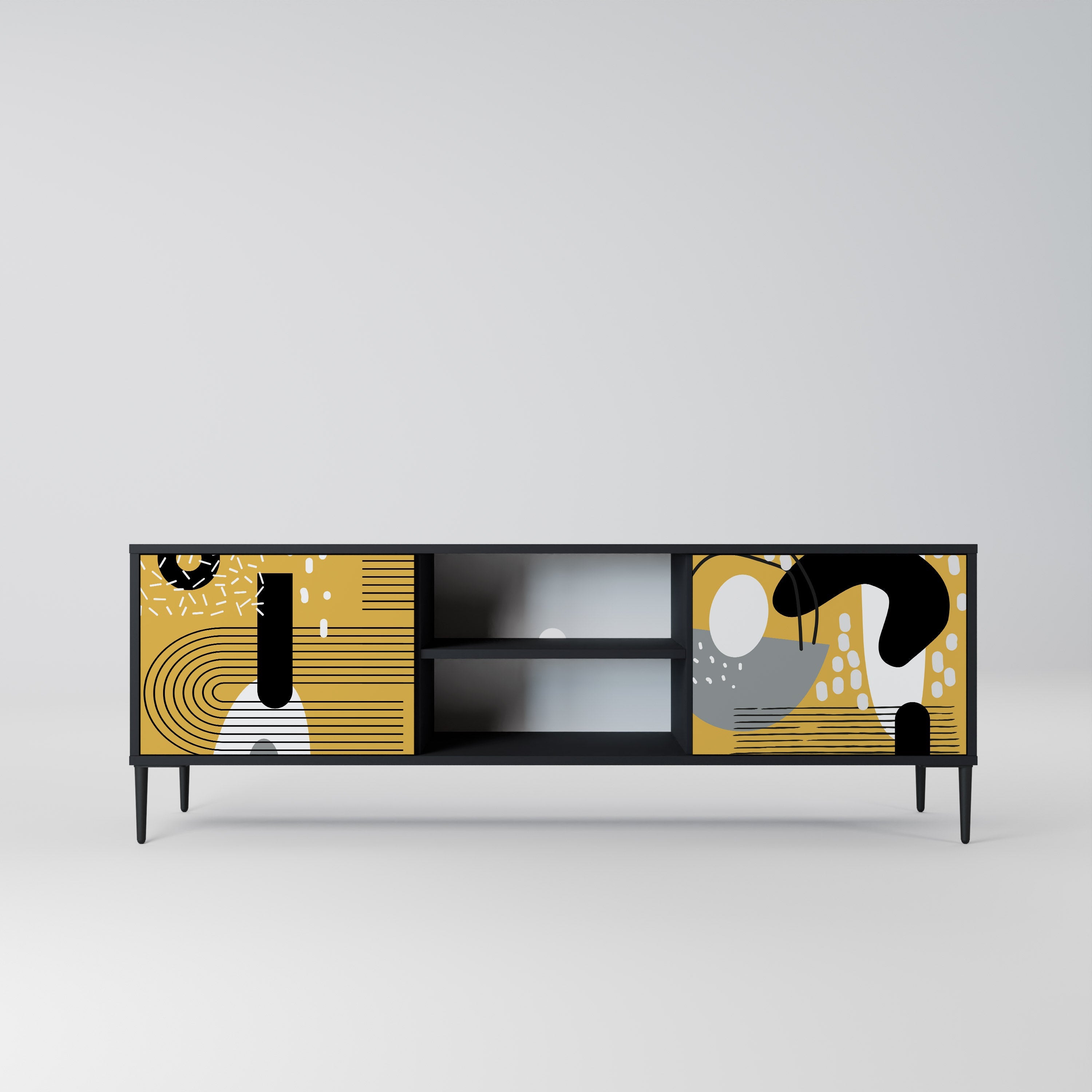 SHAPESHIFT SYMPHONY TV-Lowboard mit 2 Türen in Schwarz