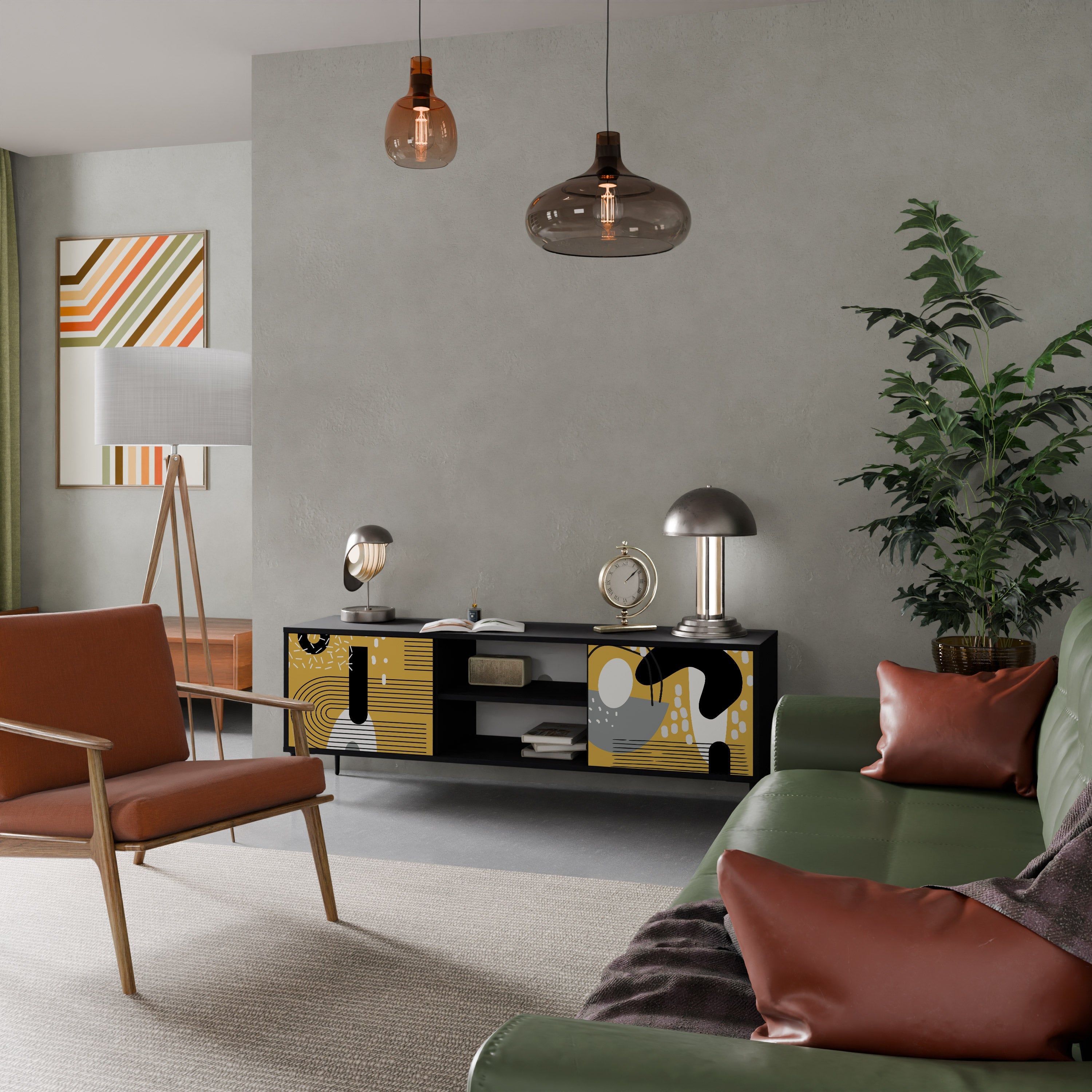 SHAPESHIFT SYMPHONY TV-Lowboard mit 2 Türen in Schwarz