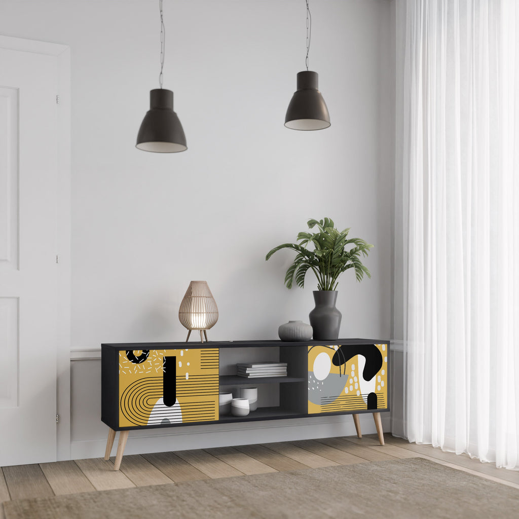 SHAPESHIFT SYMPHONY TV-Lowboard mit 2 Türen in Schwarz