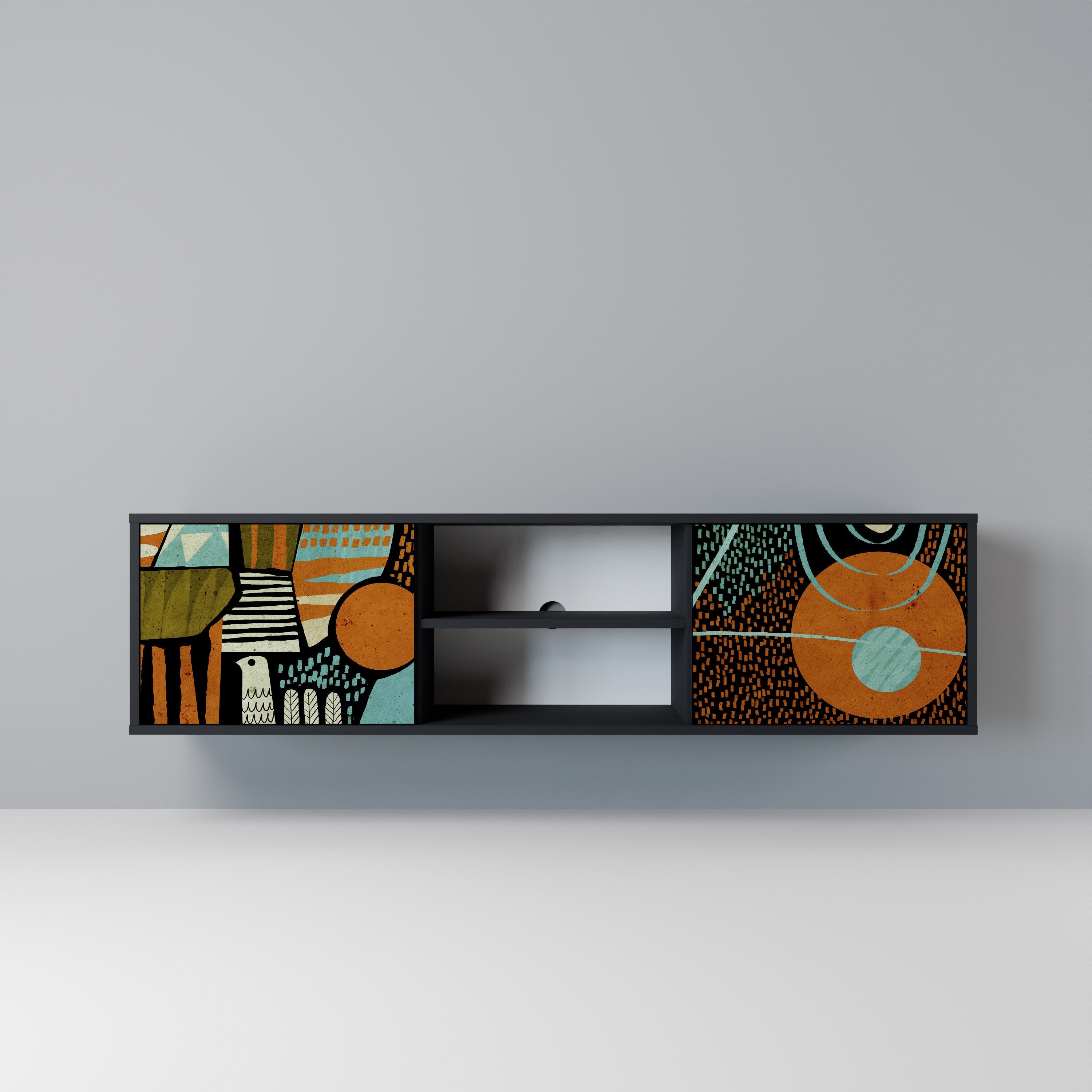 GEODE GLIMMER TV-Lowboard mit 2 Türen in Schwarz