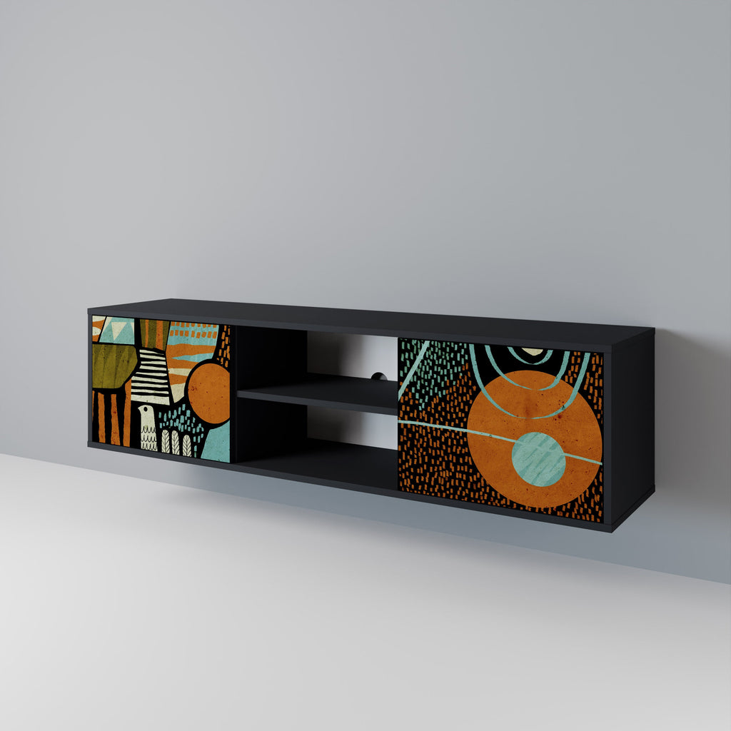 GEODE GLIMMER TV-Lowboard mit 2 Türen in Schwarz