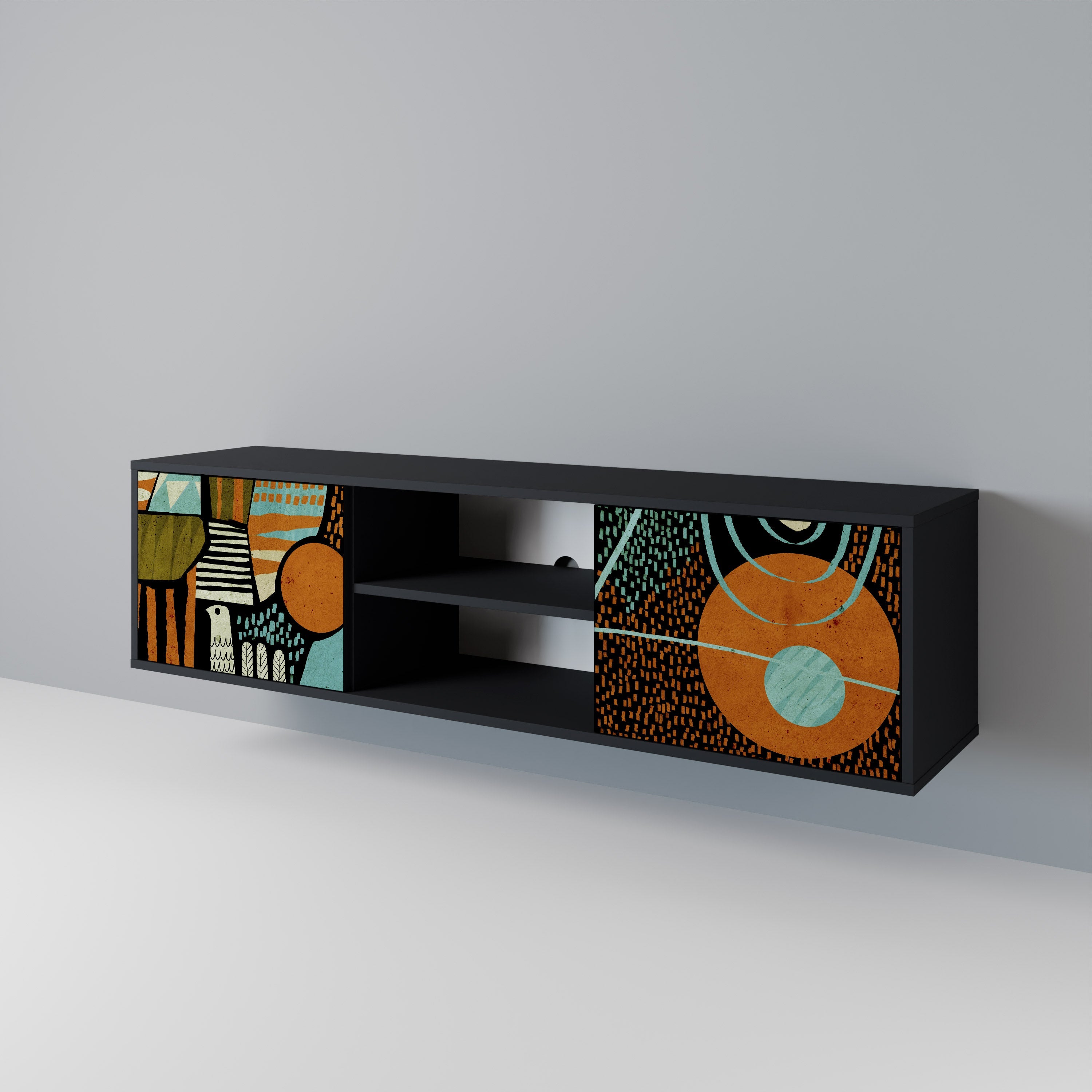 GEODE GLIMMER TV-Lowboard mit 2 Türen in Schwarz