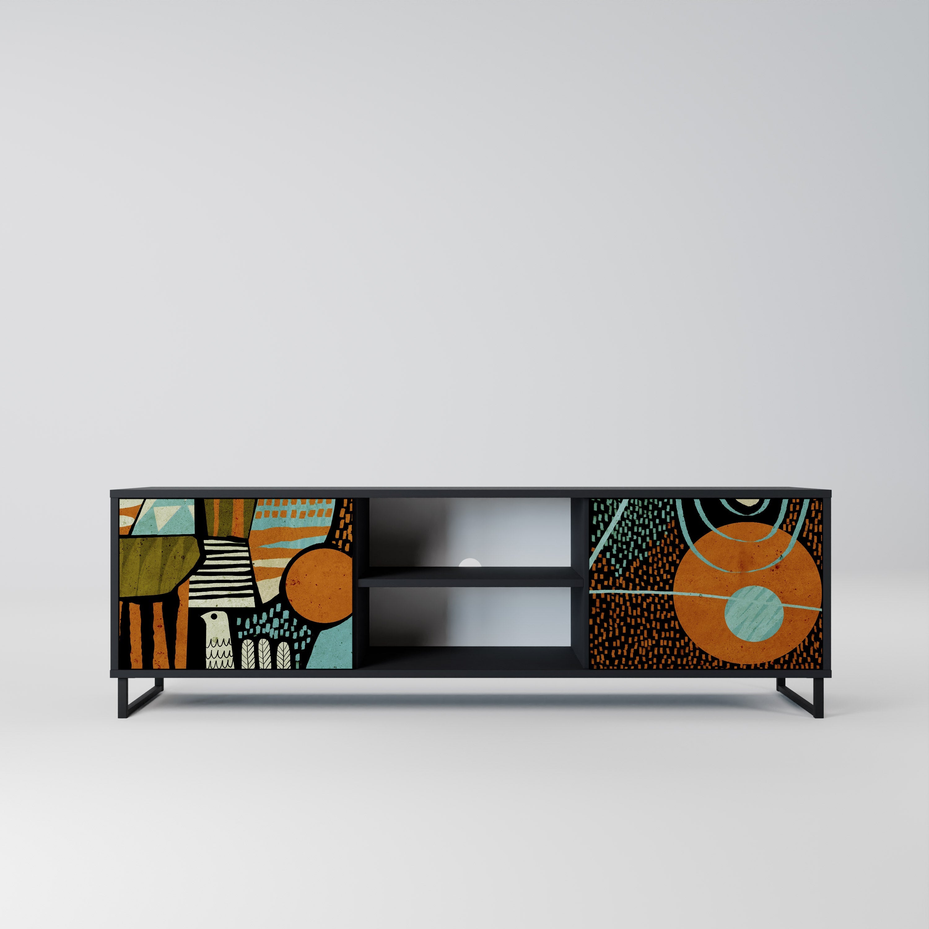 GEODE GLIMMER TV-Lowboard mit 2 Türen in Schwarz