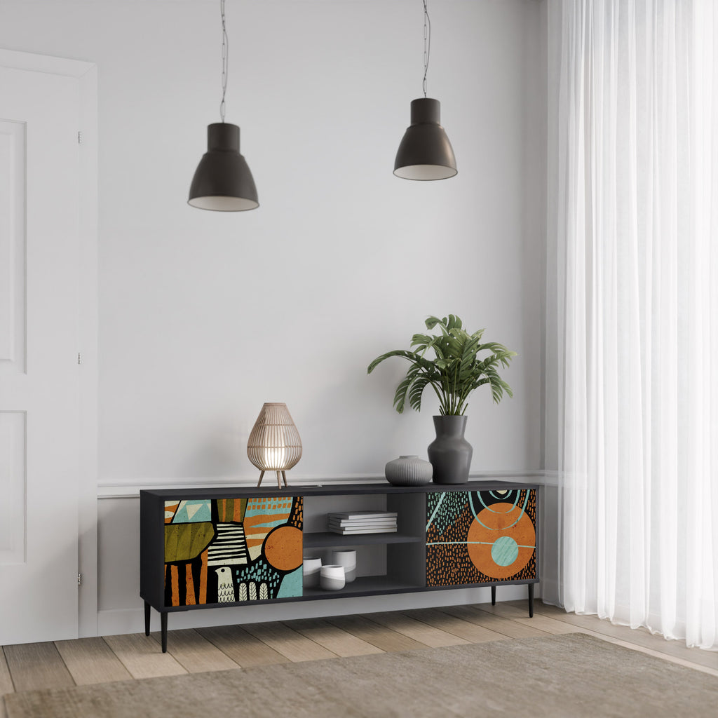 GEODE GLIMMER TV-Lowboard mit 2 Türen in Schwarz