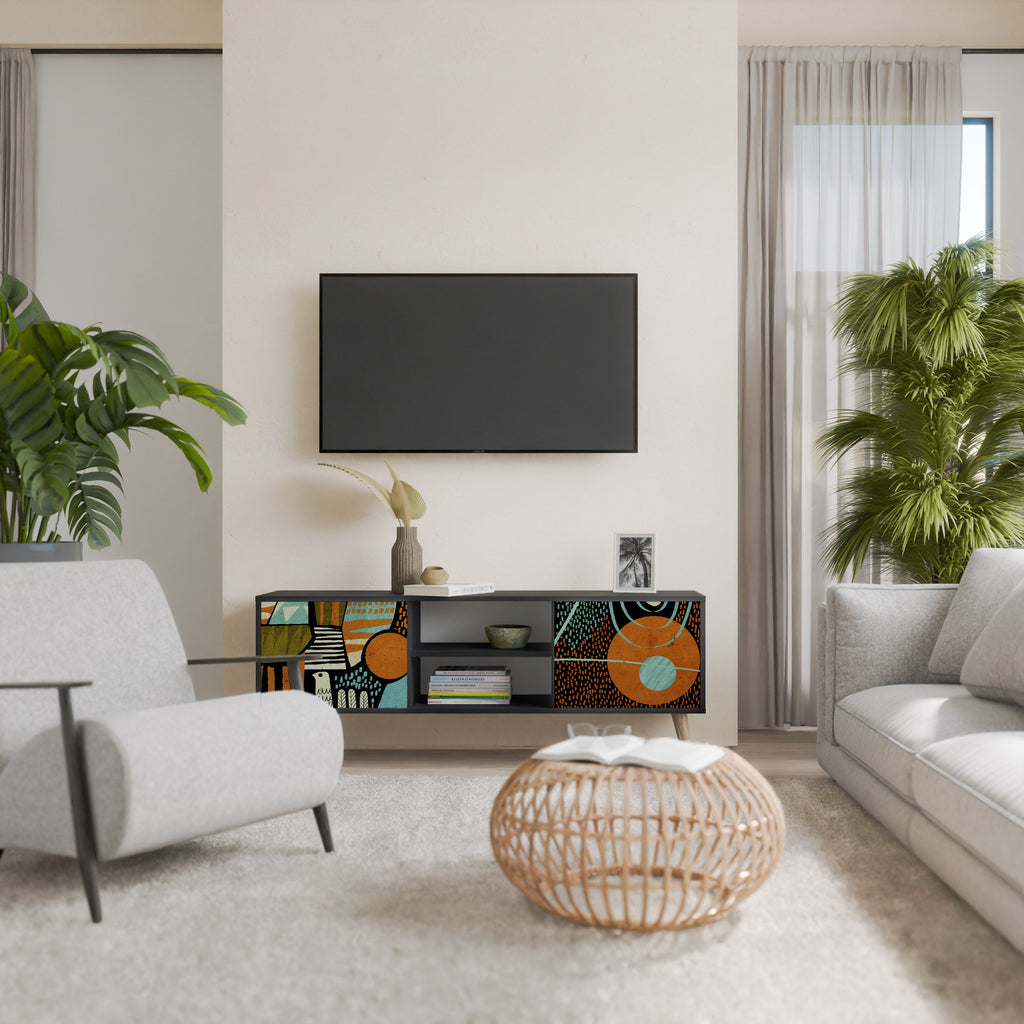 GEODE GLIMMER TV-Lowboard mit 2 Türen in Schwarz